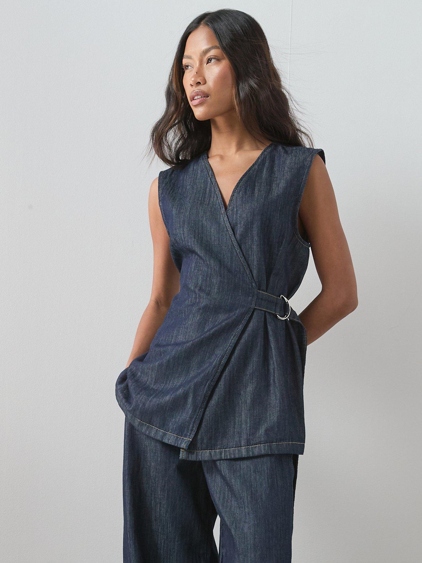 The Very Collection Wrap Denim Tunic Co-ord Top - Dark Wash