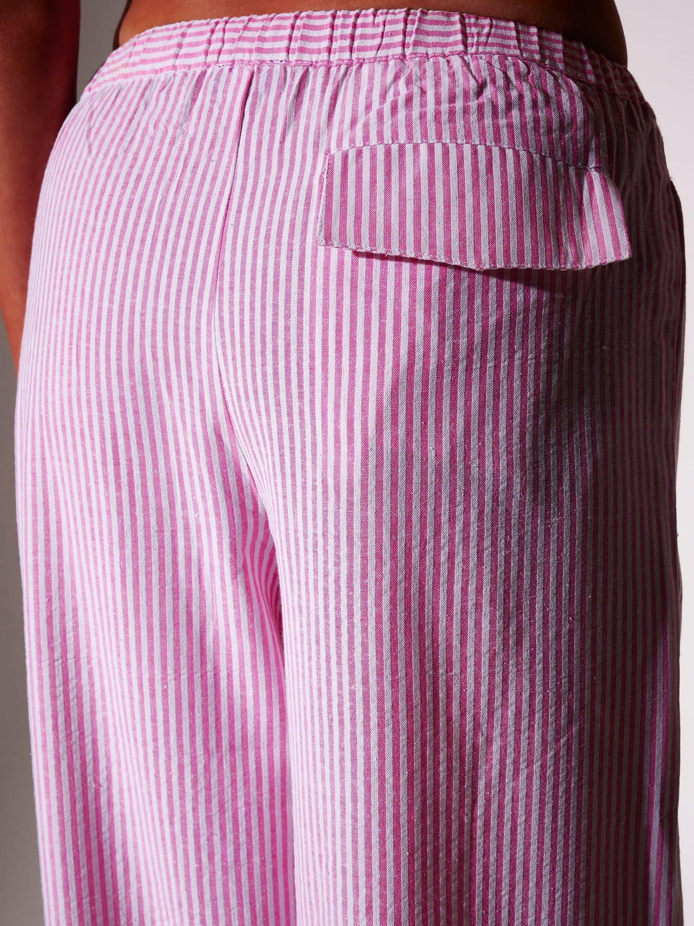 Image 3 of 5 of South Beach Striped Deep Cuff Trousers - Pink