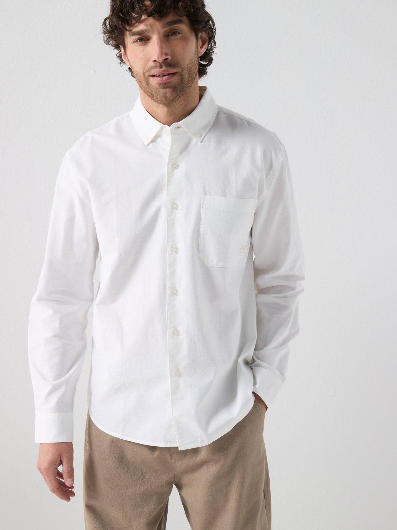 Farah F Tab Brewer Boxy Fit Oxford Shirt - White