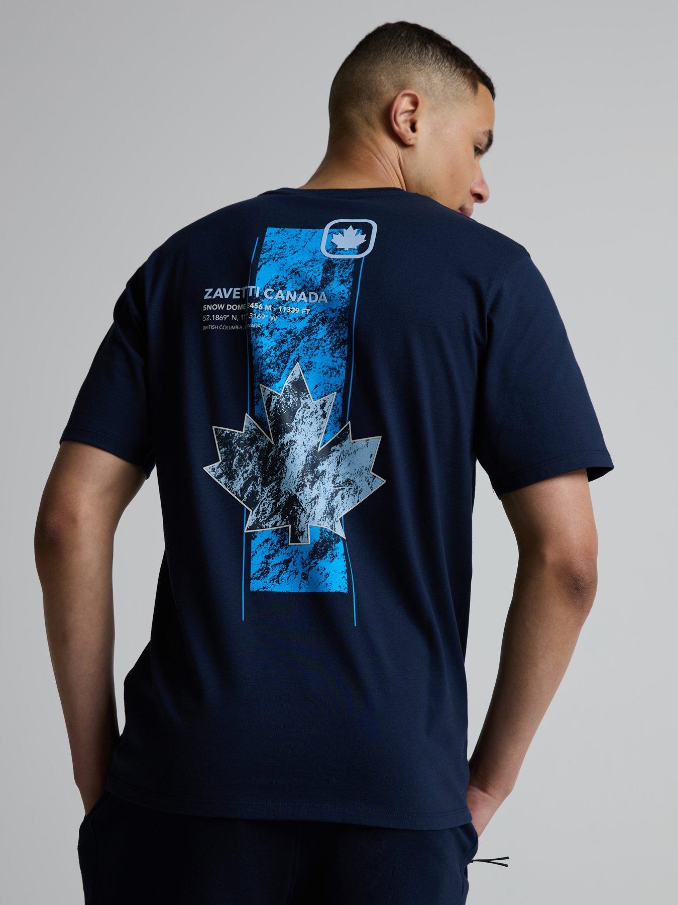  image of zavetti-canada-kimatio-back-grahic-t-shirt-navy