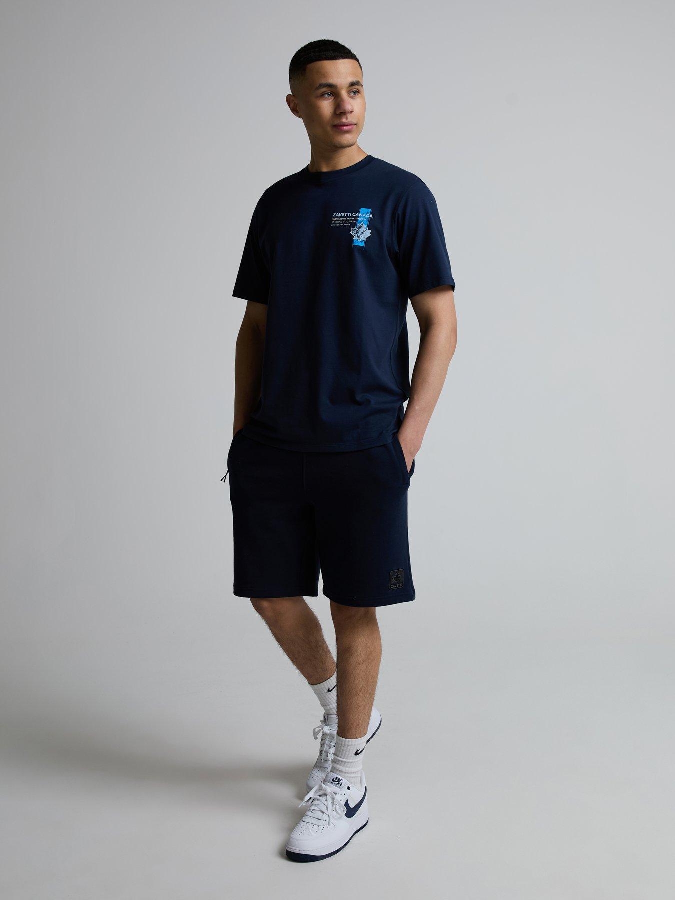  image of zavetti-canada-kimatio-back-grahic-t-shirt-navy