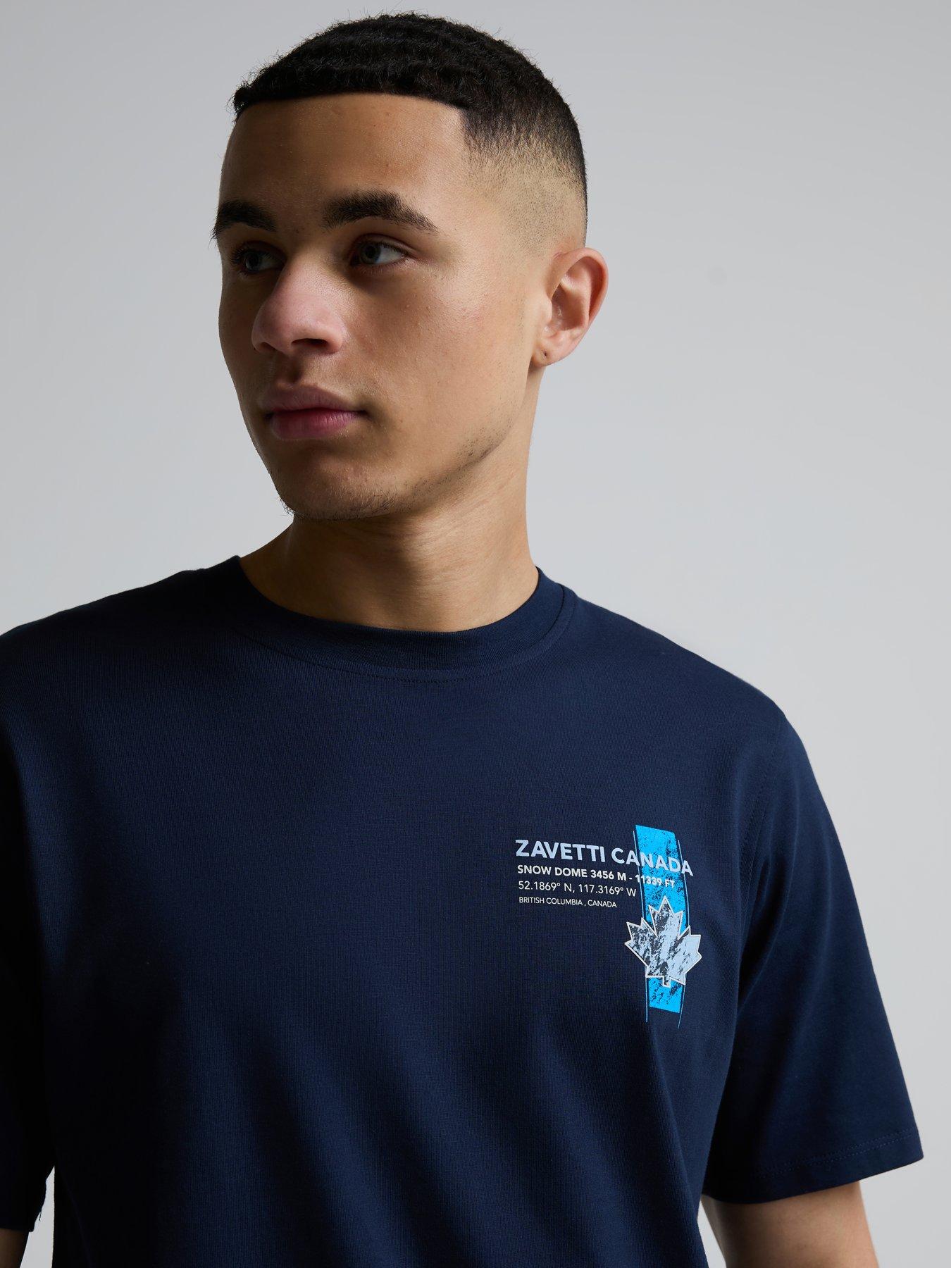  image of zavetti-canada-kimatio-back-grahic-t-shirt-navy