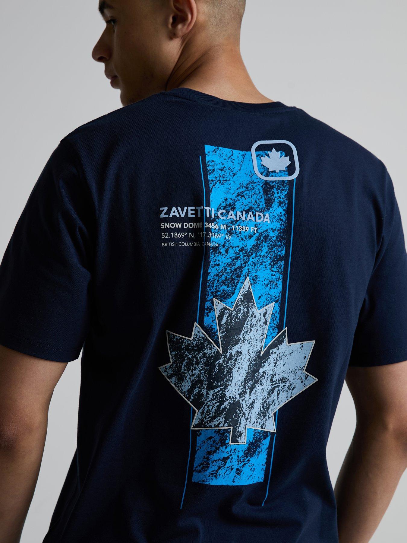  image of zavetti-canada-kimatio-back-grahic-t-shirt-navy