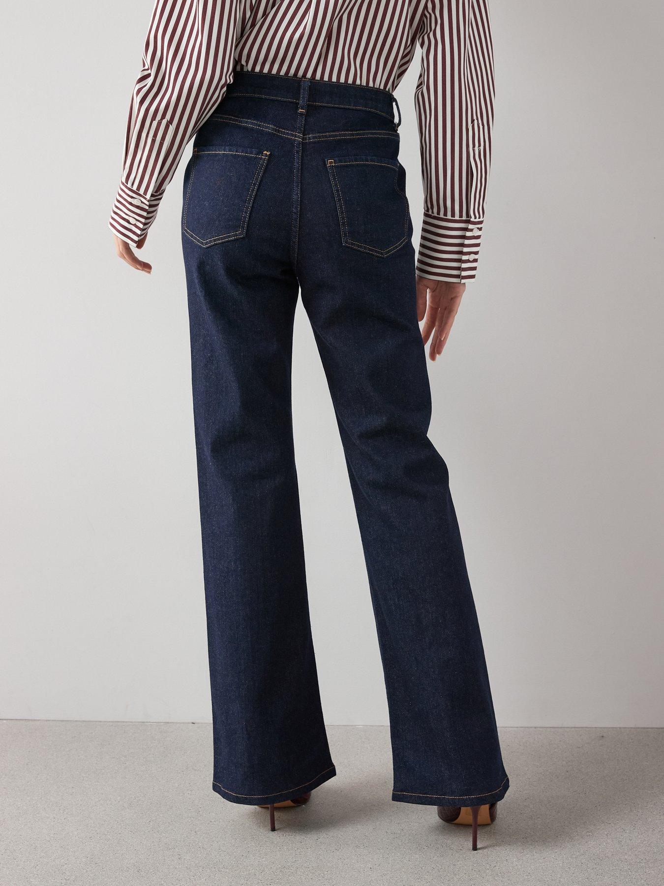  image of the-very-collection-flare-jeans-with-front-patch-pockets-dark-wash
