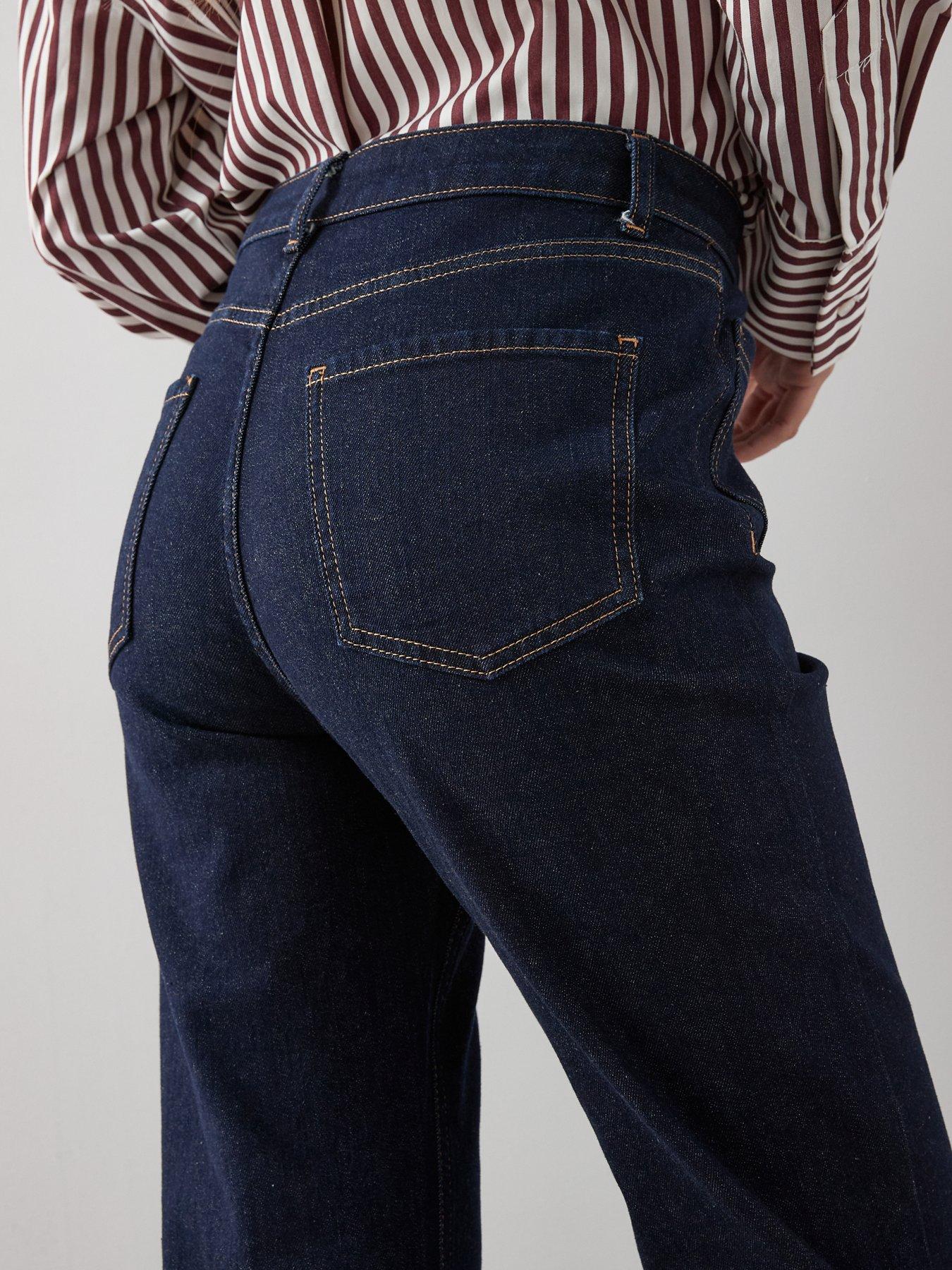  image of the-very-collection-flare-jeans-with-front-patch-pockets-dark-wash