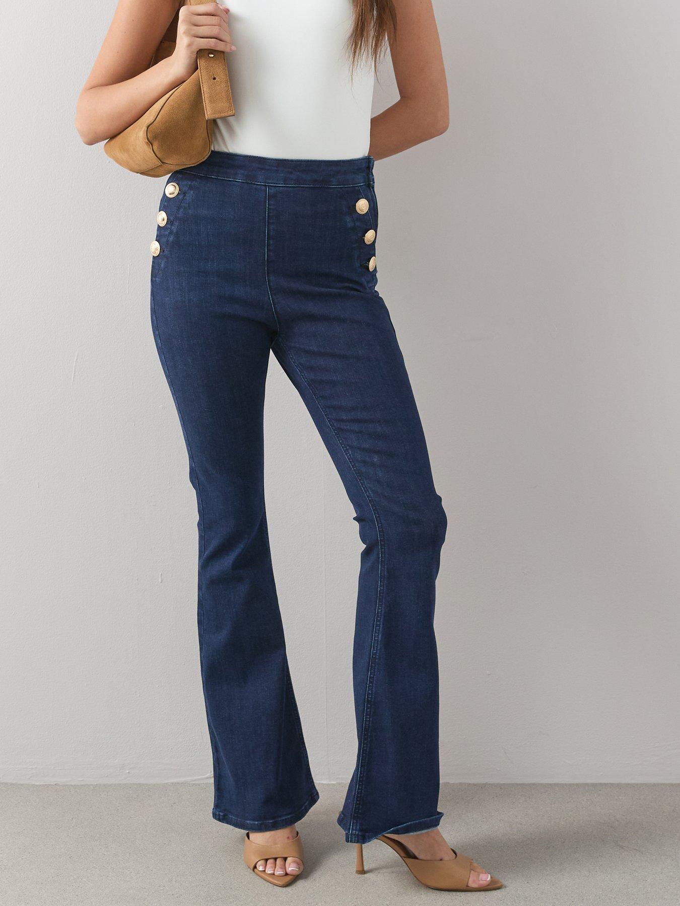 Image 5 of 6 of The Very Collection Sailor Flare Leg Jeans - Dark Wash