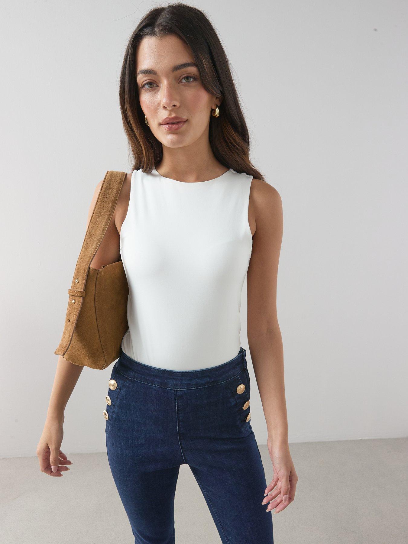 Image 6 of 6 of The Very Collection Sailor Flare Leg Jeans - Dark Wash