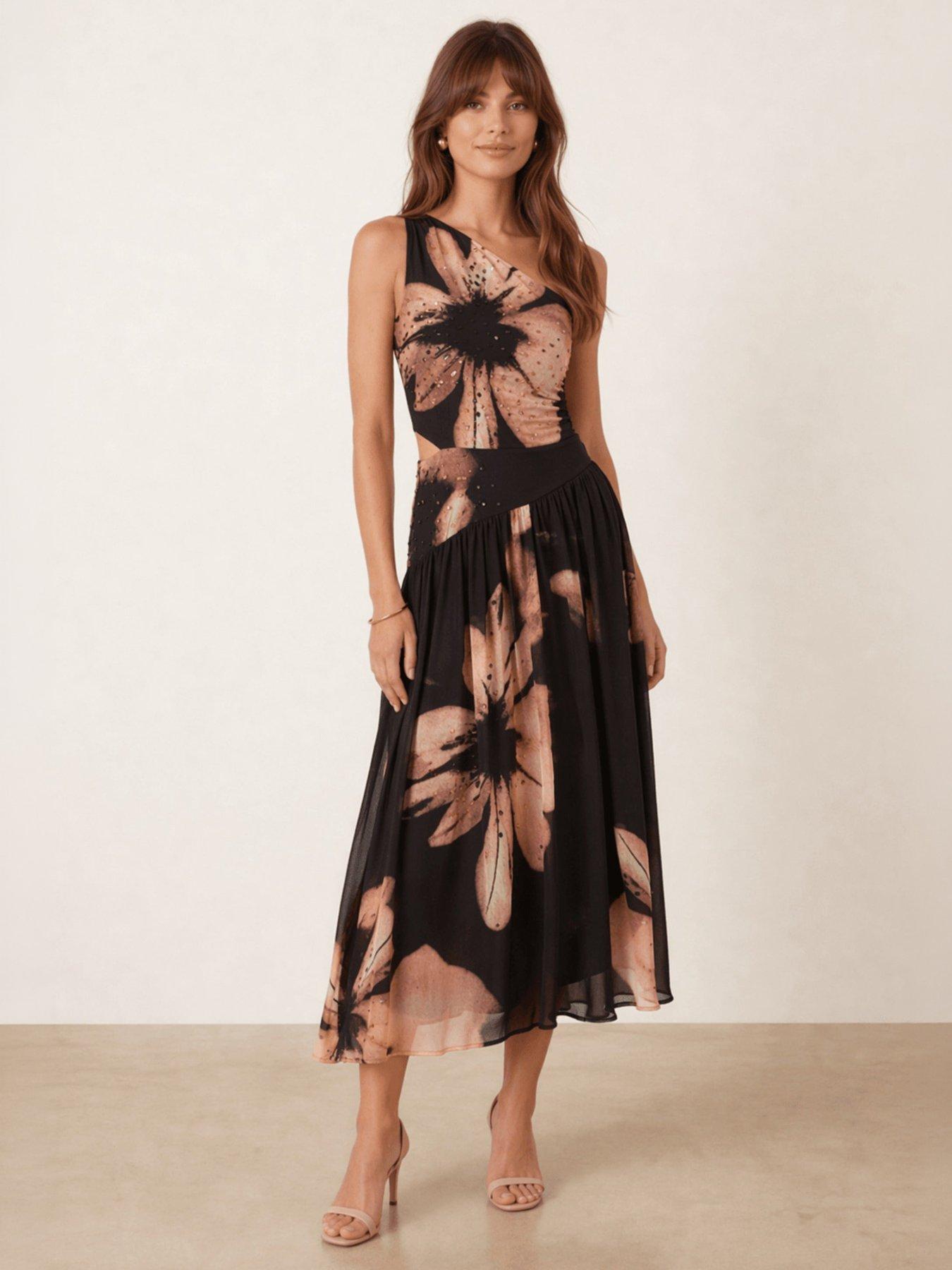 Style Cheat Jasmine Embellished Chiffon Dress - Brown