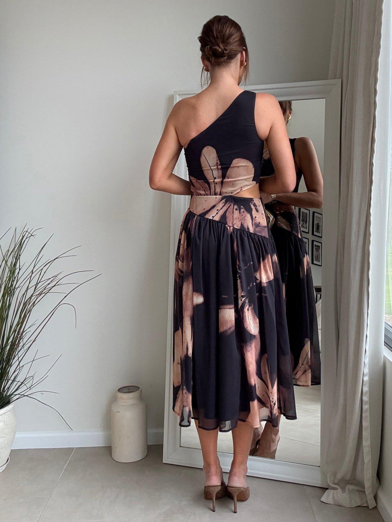 Image 2 of 4 of Style Cheat Jasmine Embellished Chiffon Dress - Brown