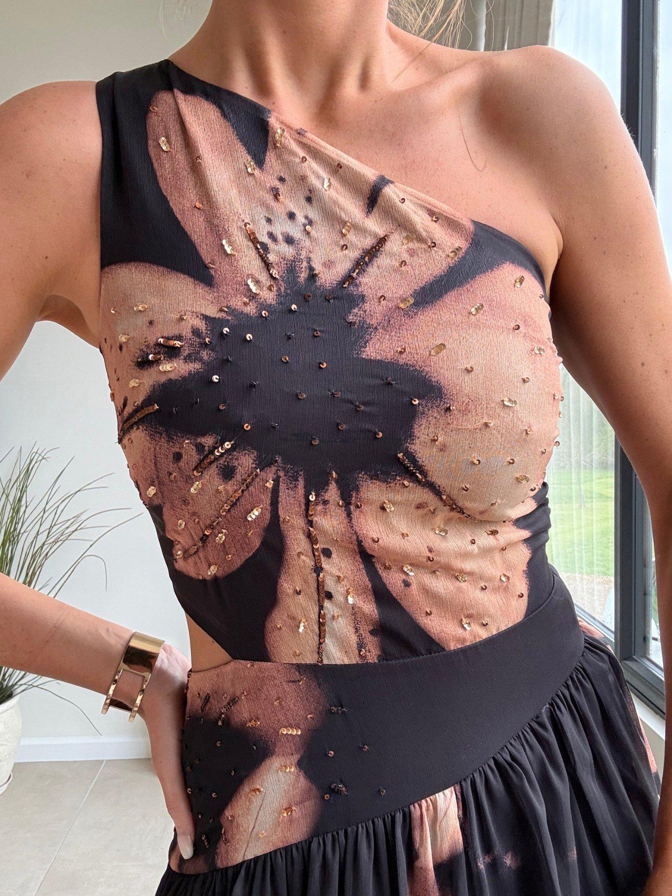 Image 4 of 4 of Style Cheat Jasmine Embellished Chiffon Dress - Brown