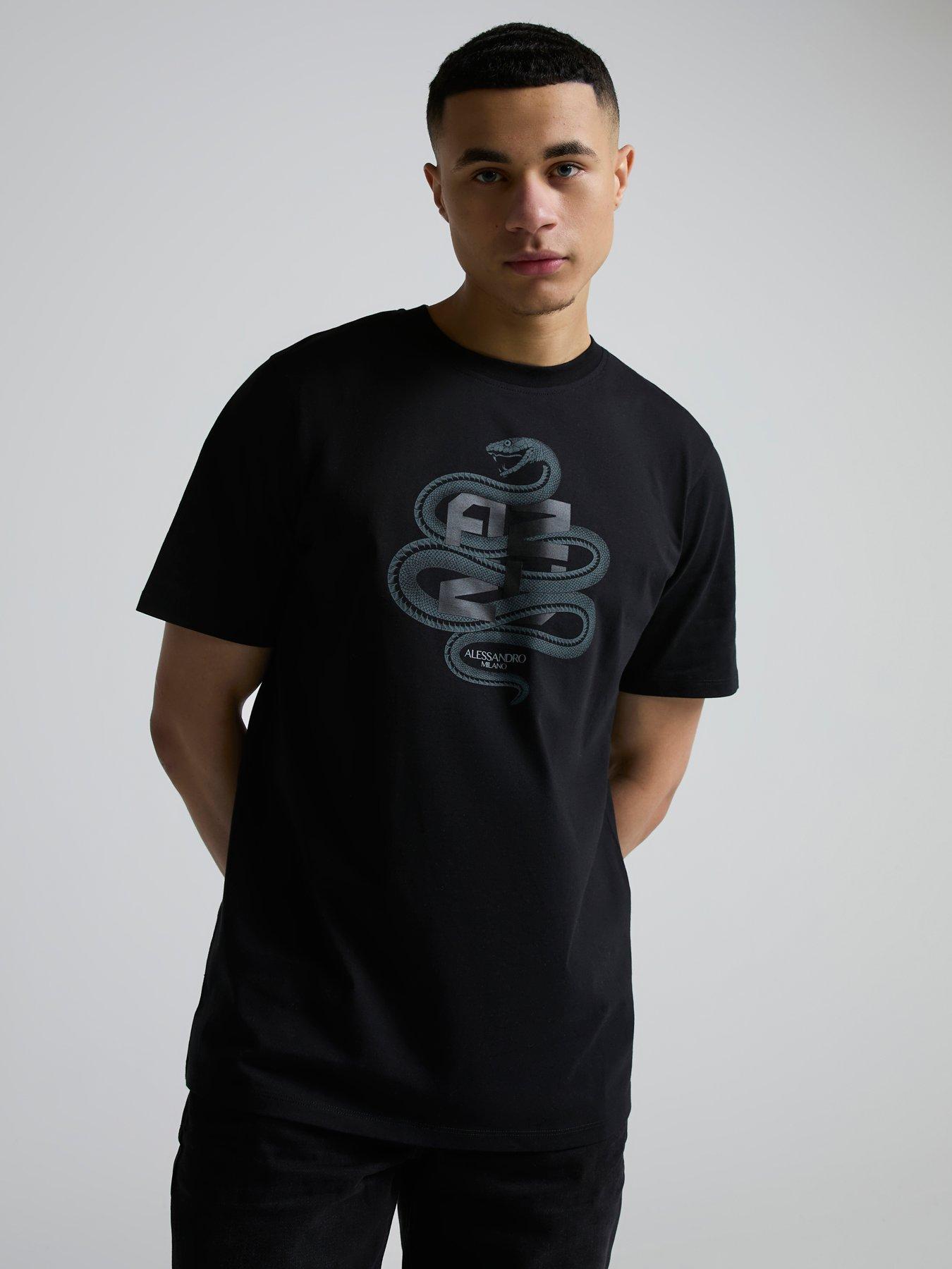 Alessandro Zavetti Pescinolla Snake Print T-Shirt - Black