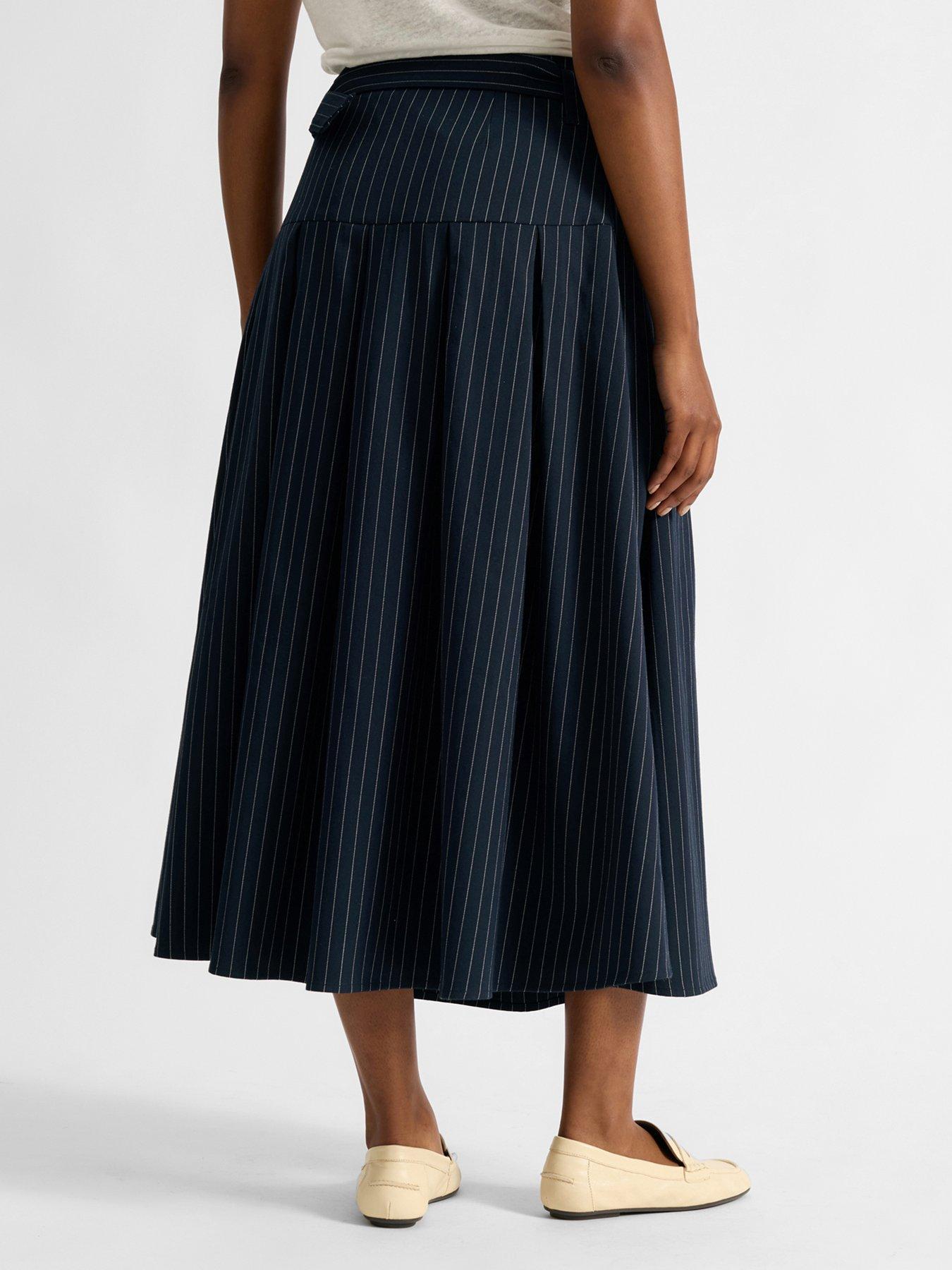 Image 2 of 4 of Albaray Pinstripe Midi Skirt - Blue