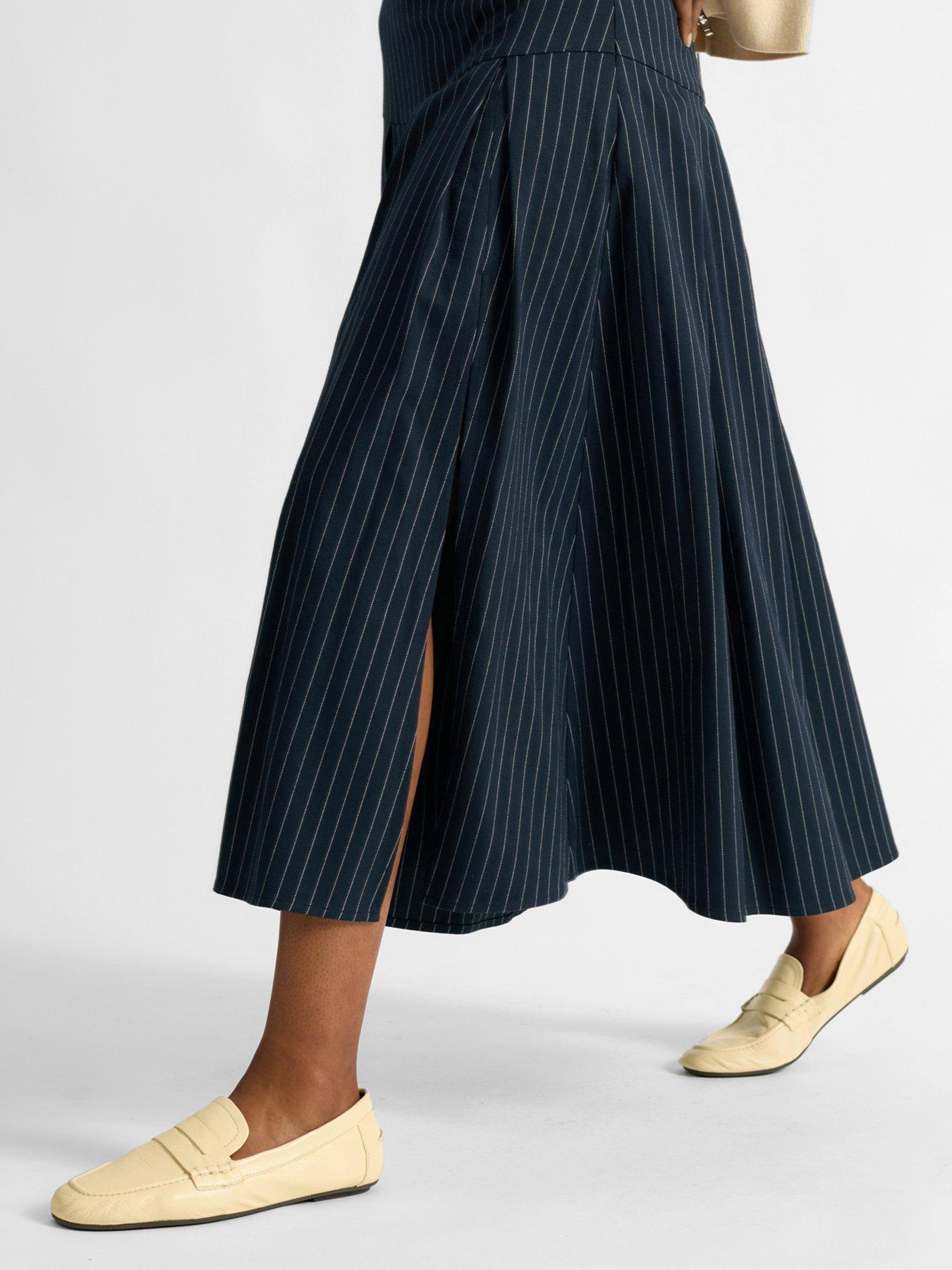 Image 3 of 4 of Albaray Pinstripe Midi Skirt - Blue