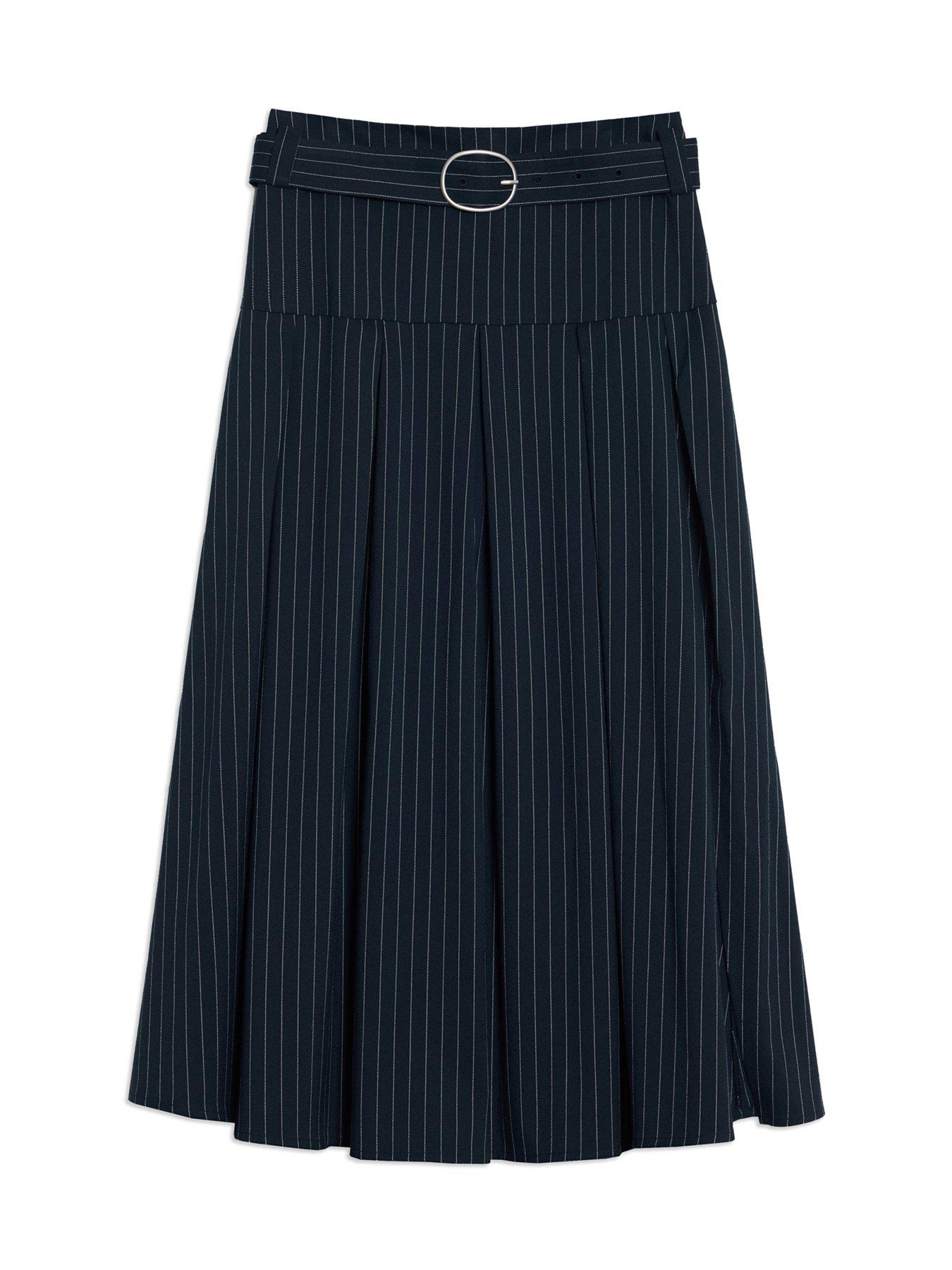 Image 4 of 4 of Albaray Pinstripe Midi Skirt - Blue