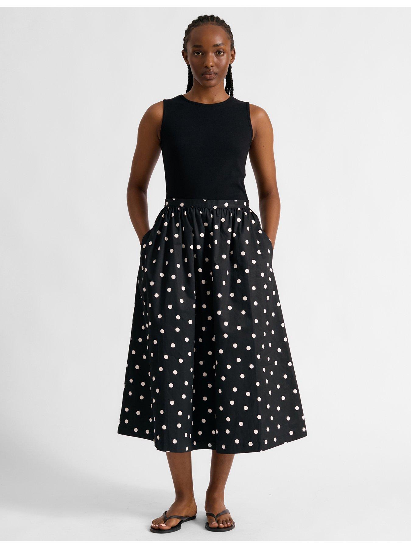 Albaray Black  &  Cream Large Spot Skirt