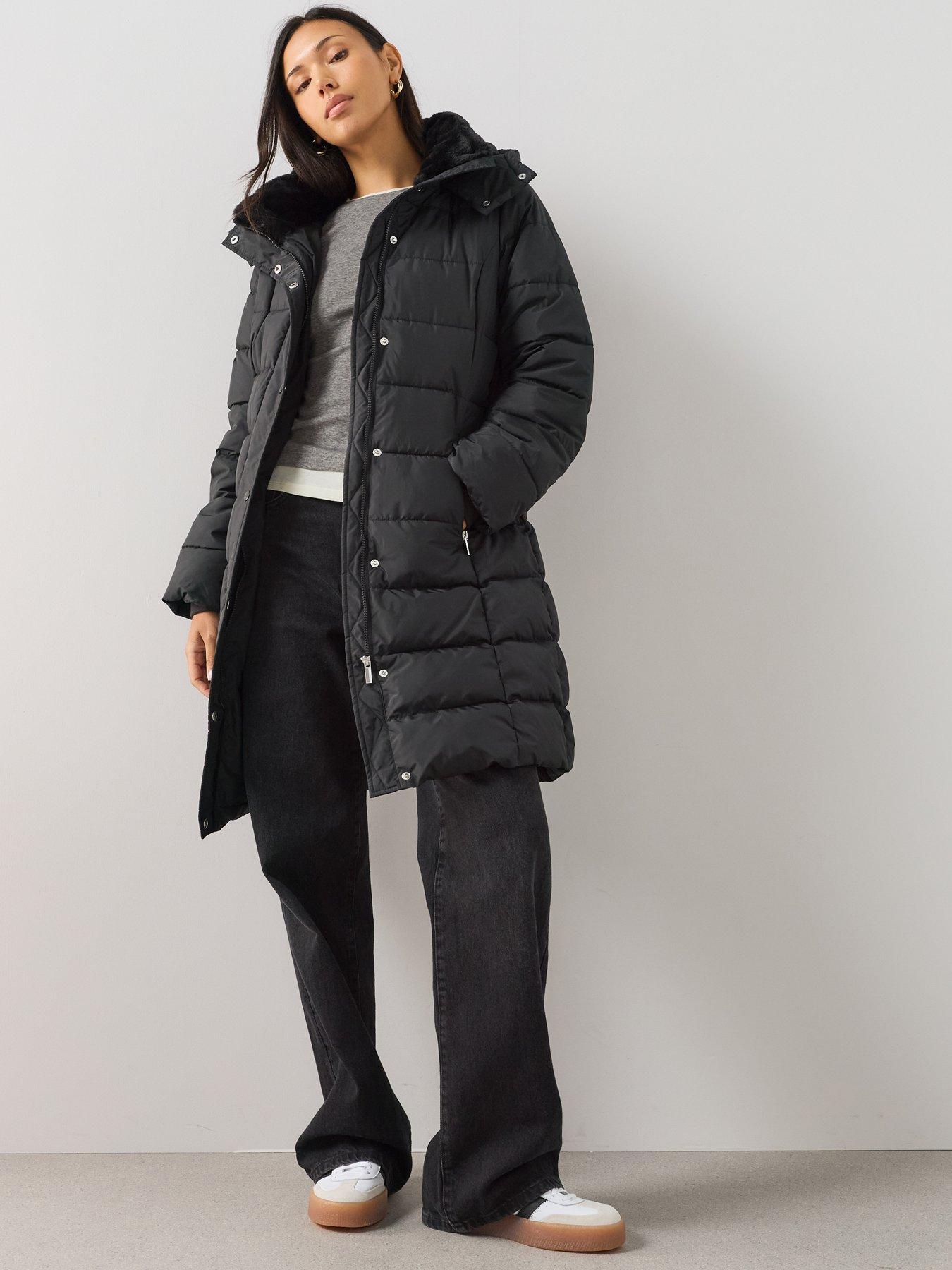 Image 3 of 7 of The Very Collection Longline Sorona Padded Coat - Black