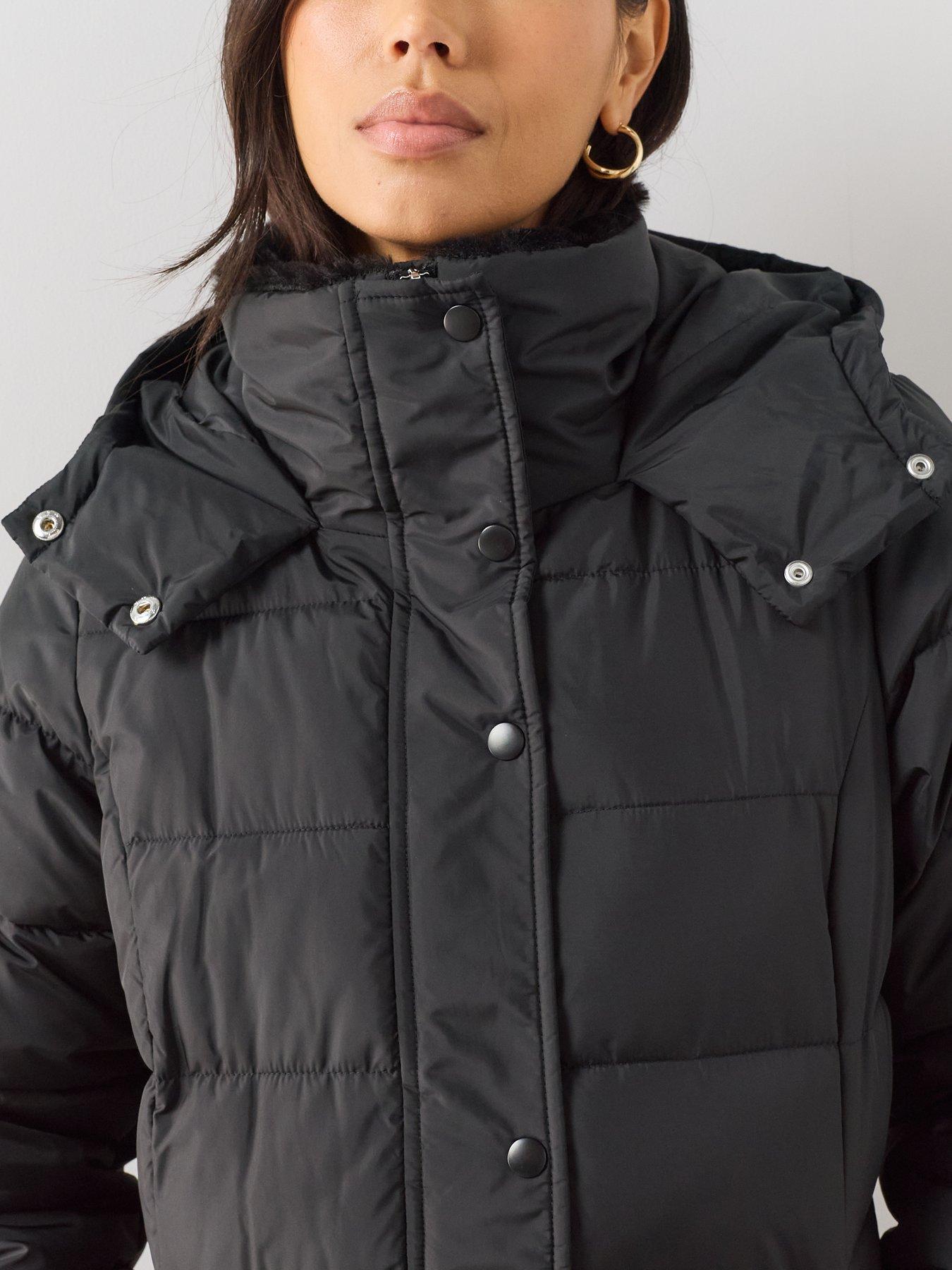 Image 4 of 7 of The Very Collection Longline Sorona Padded Coat - Black