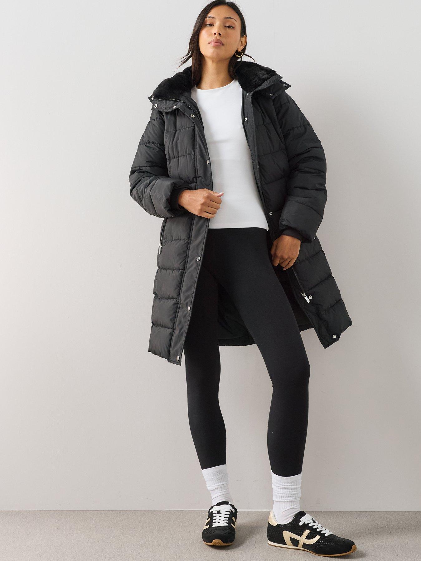 Image 5 of 7 of The Very Collection Longline Sorona Padded Coat - Black