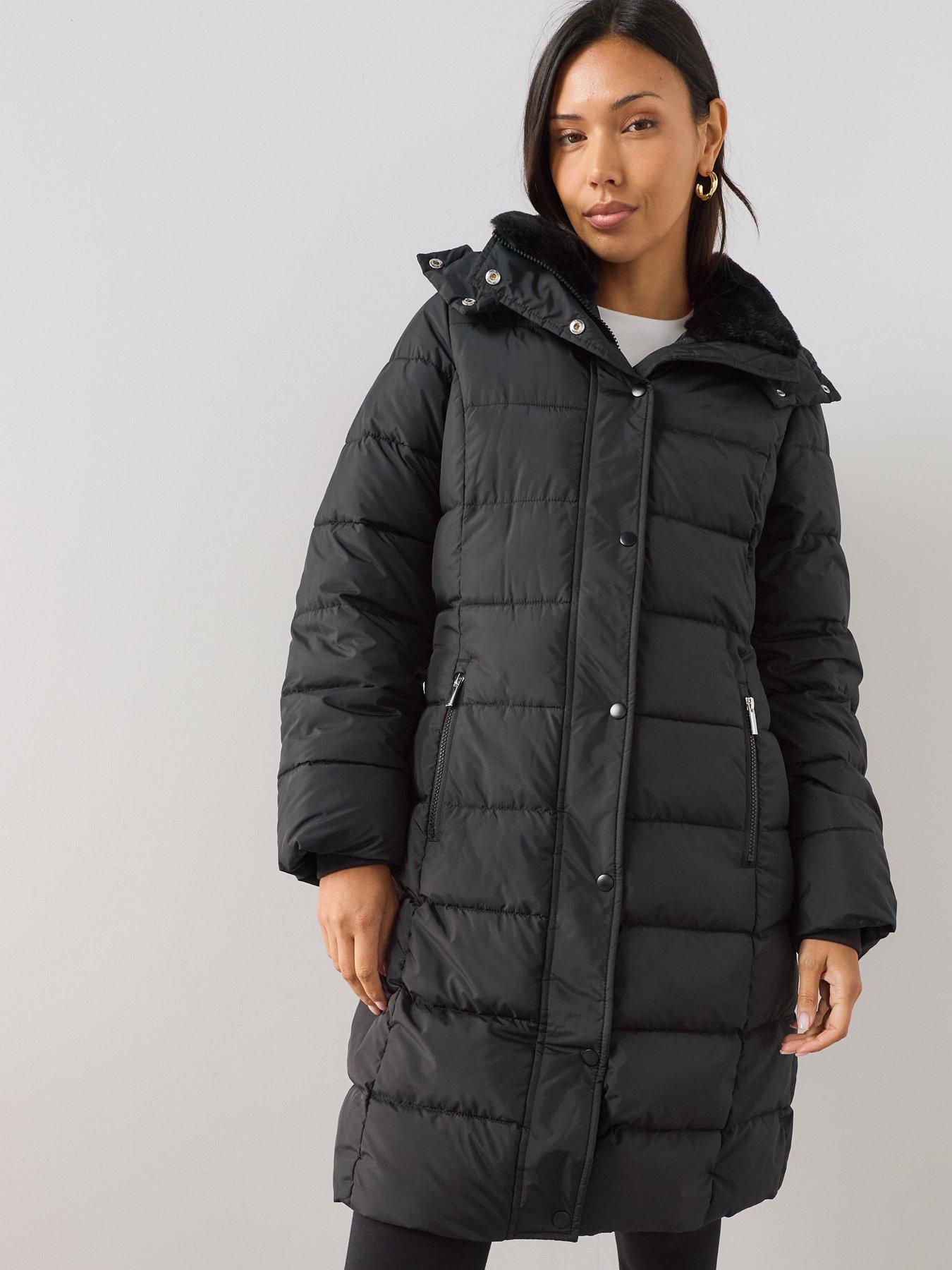 Image 6 of 7 of The Very Collection Longline Sorona Padded Coat - Black