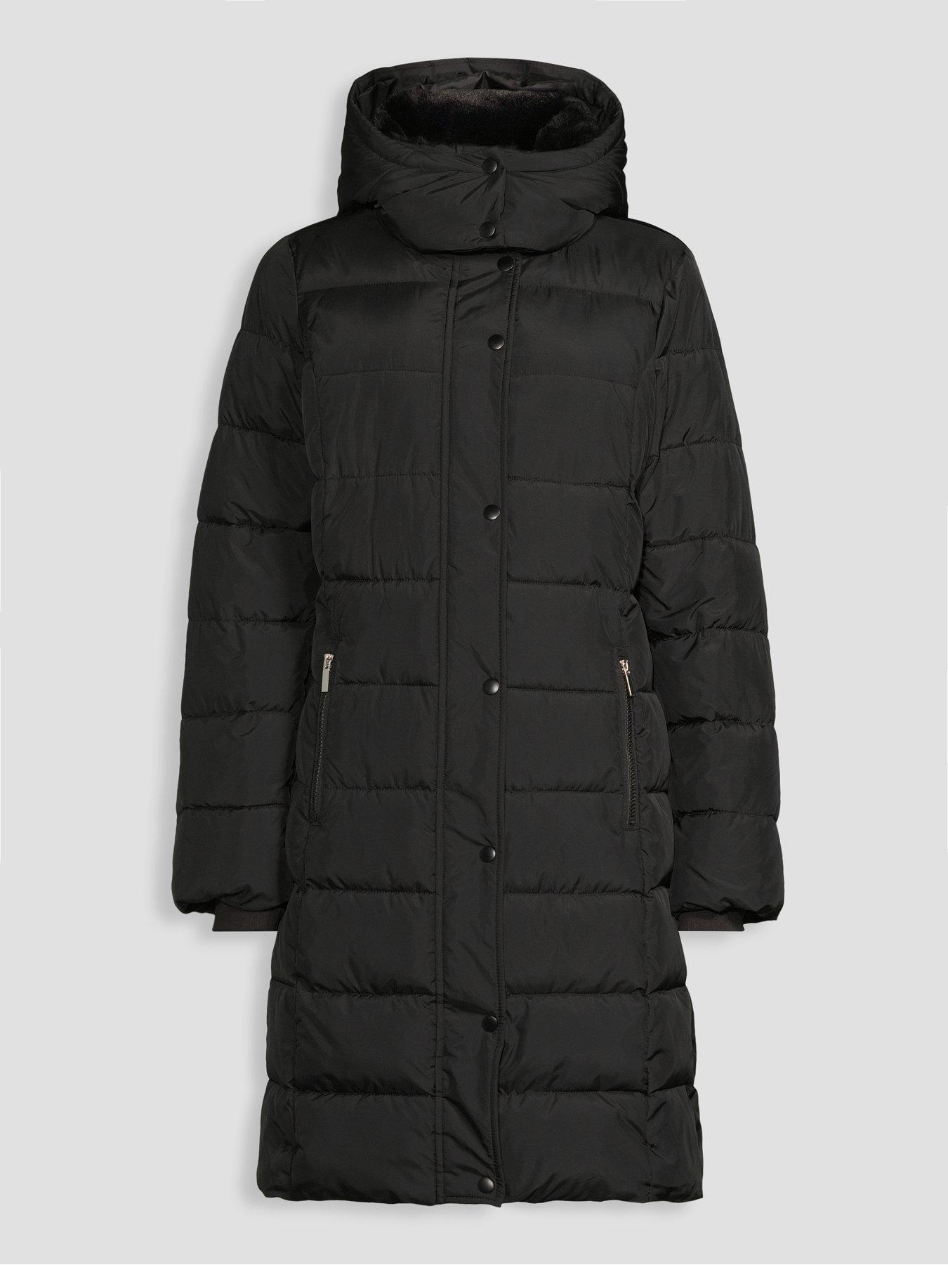 Image 7 of 7 of The Very Collection Longline Sorona Padded Coat - Black