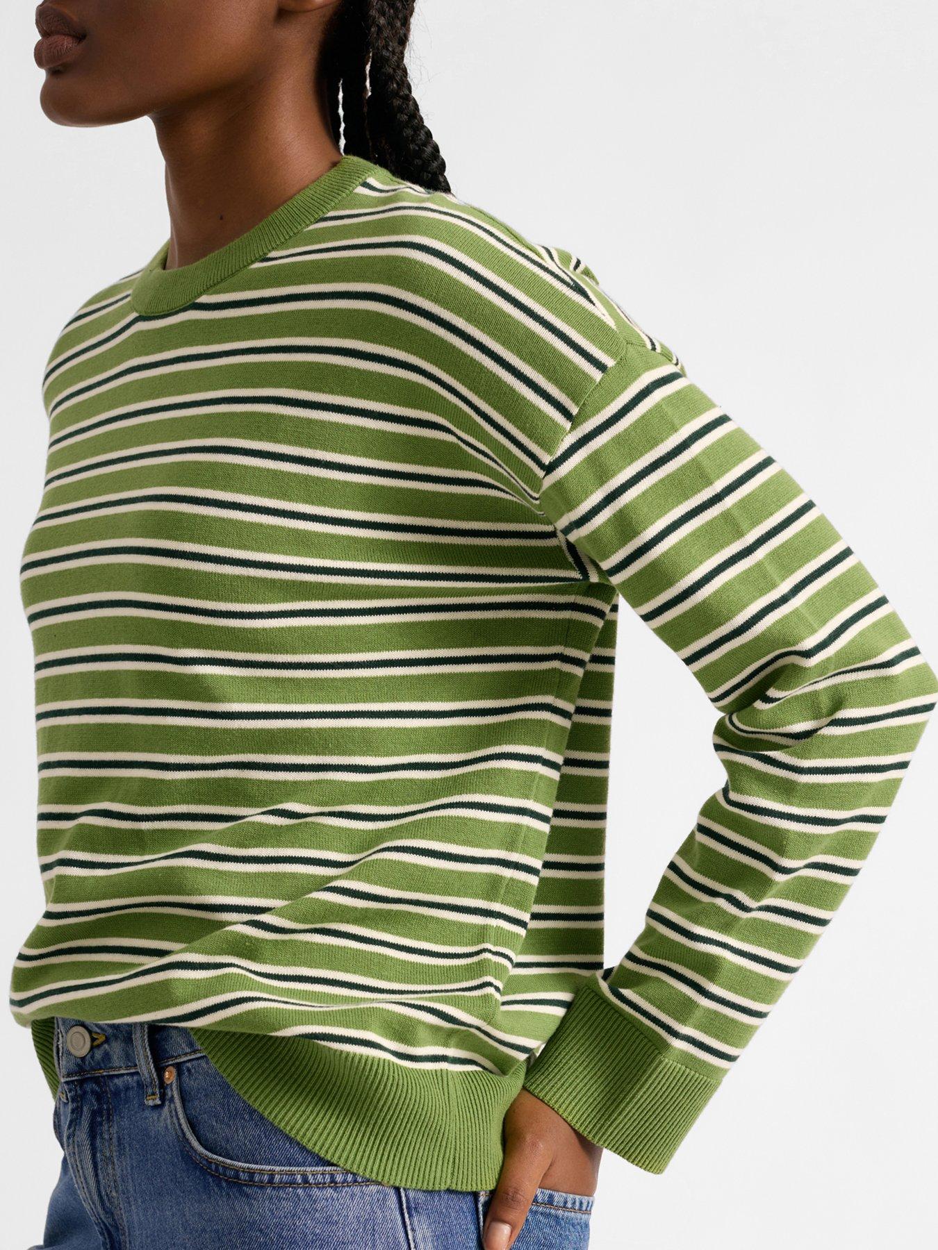  image of albaray-stripe-cotton-jumper-green