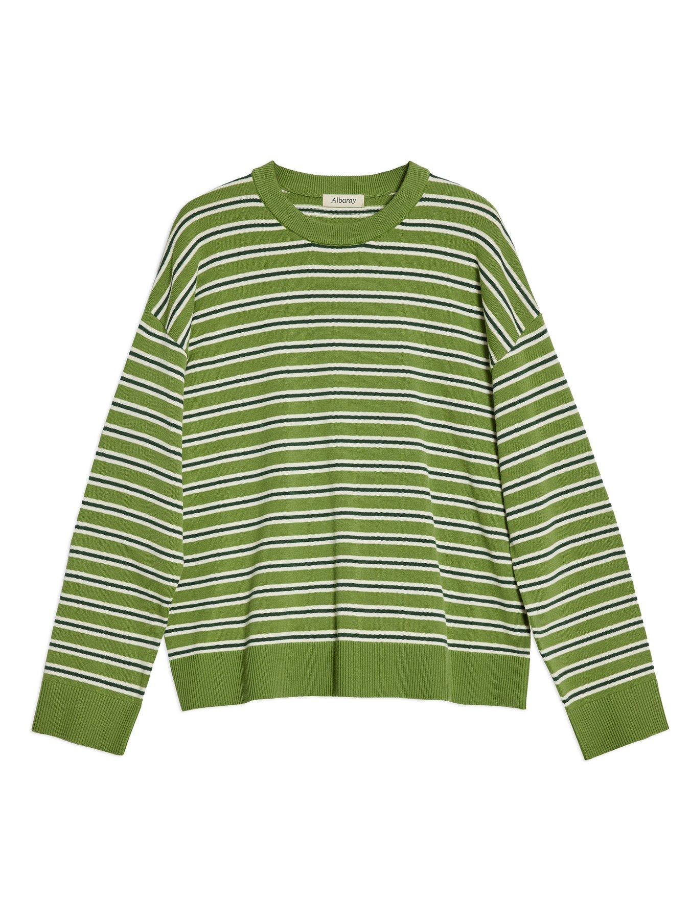  image of albaray-stripe-cotton-jumper-green