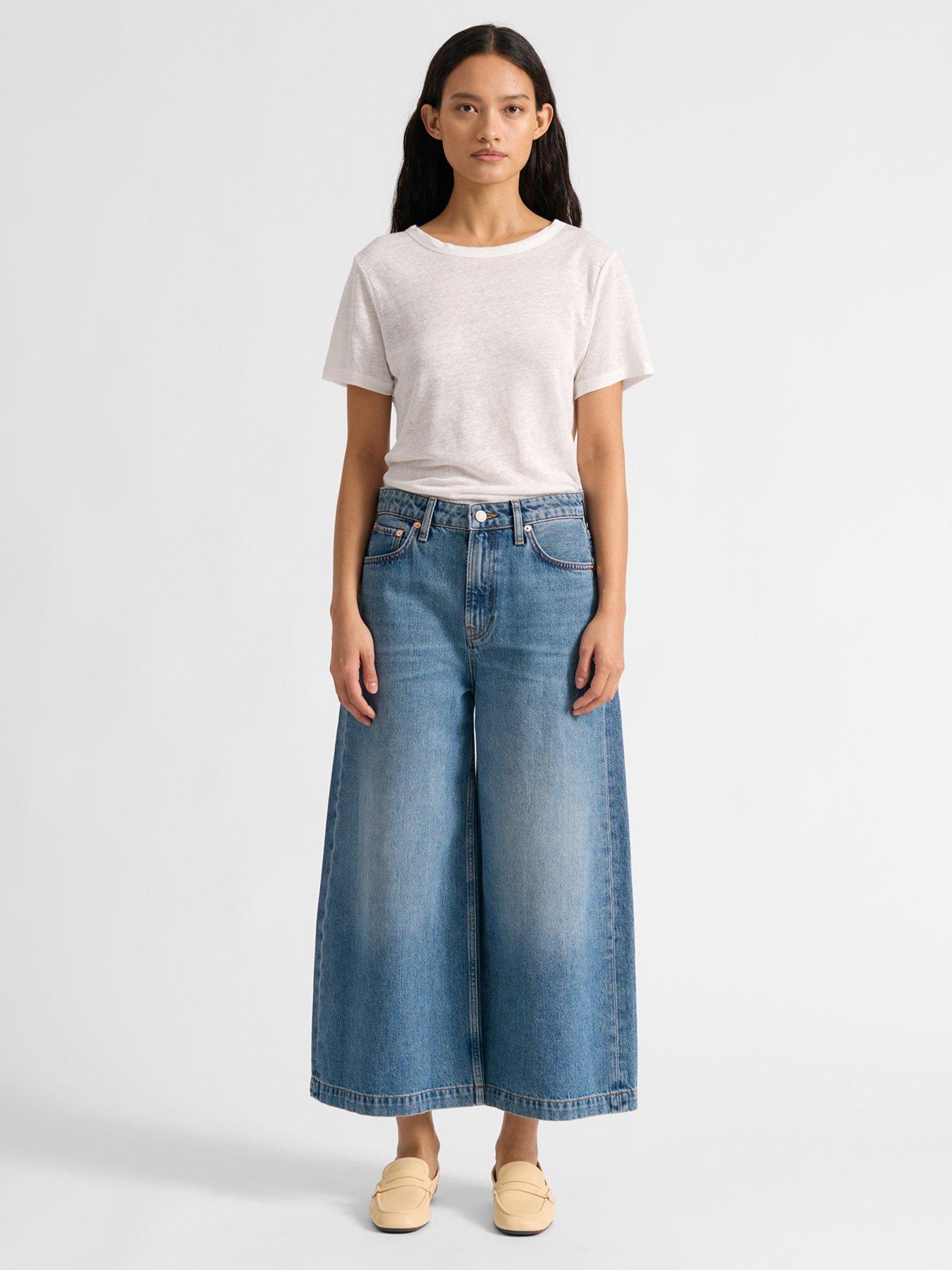  image of albaray-denim-culottes-nbsp--mid-wash