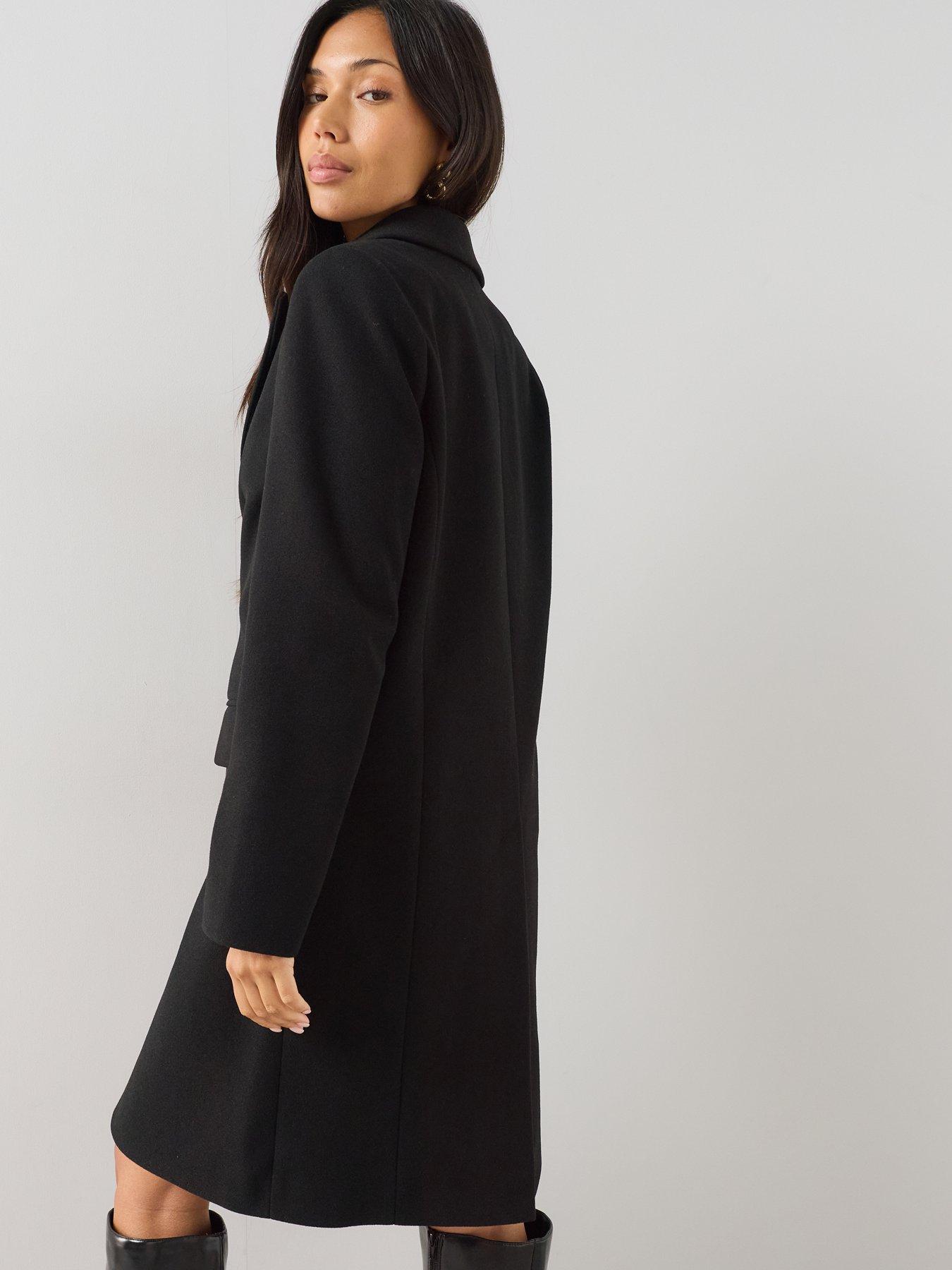 Image 2 of 6 of The Very Collection Womens Single Breasted Longline Tailored Coat - Black