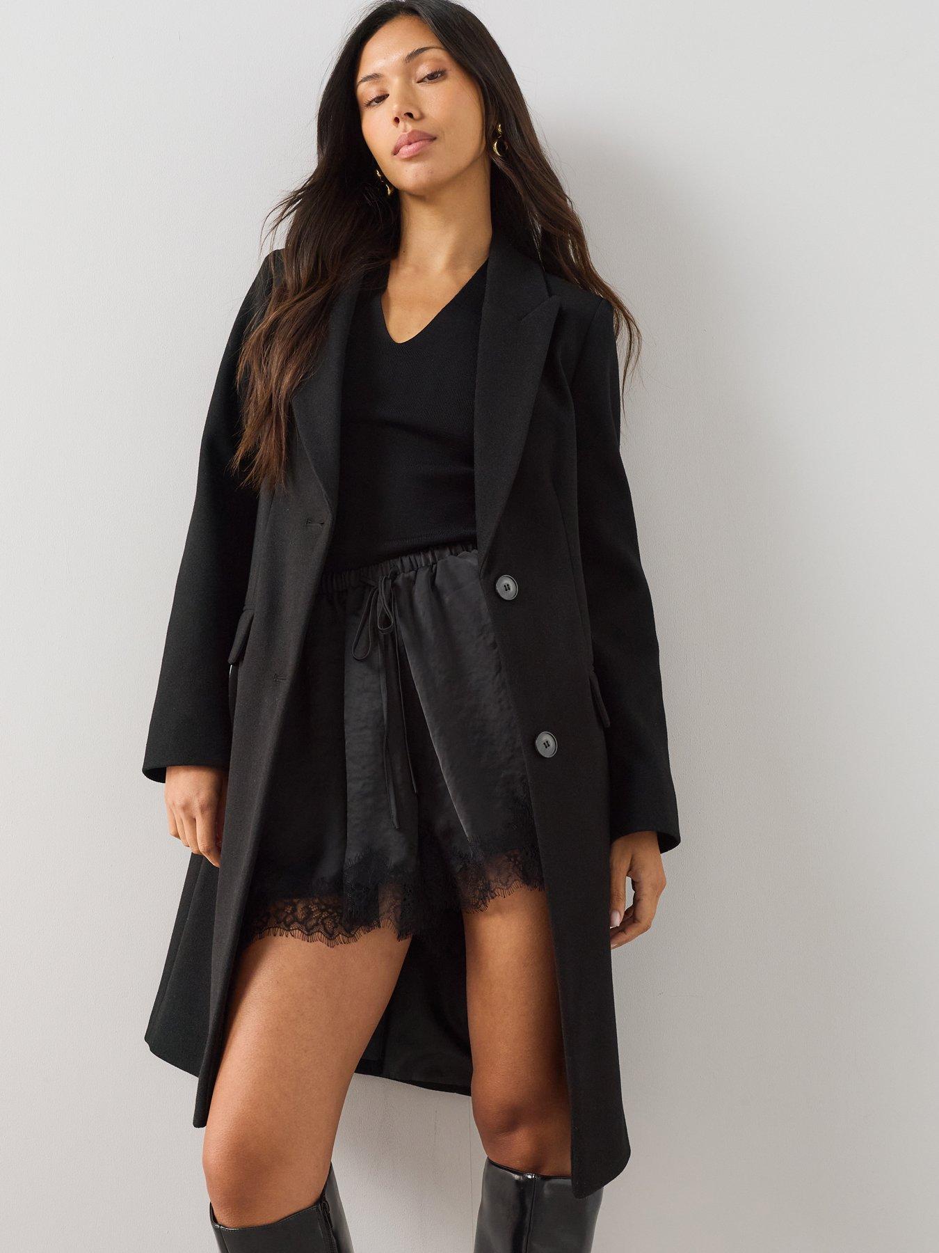 Image 4 of 6 of The Very Collection Womens Single Breasted Longline Tailored Coat - Black