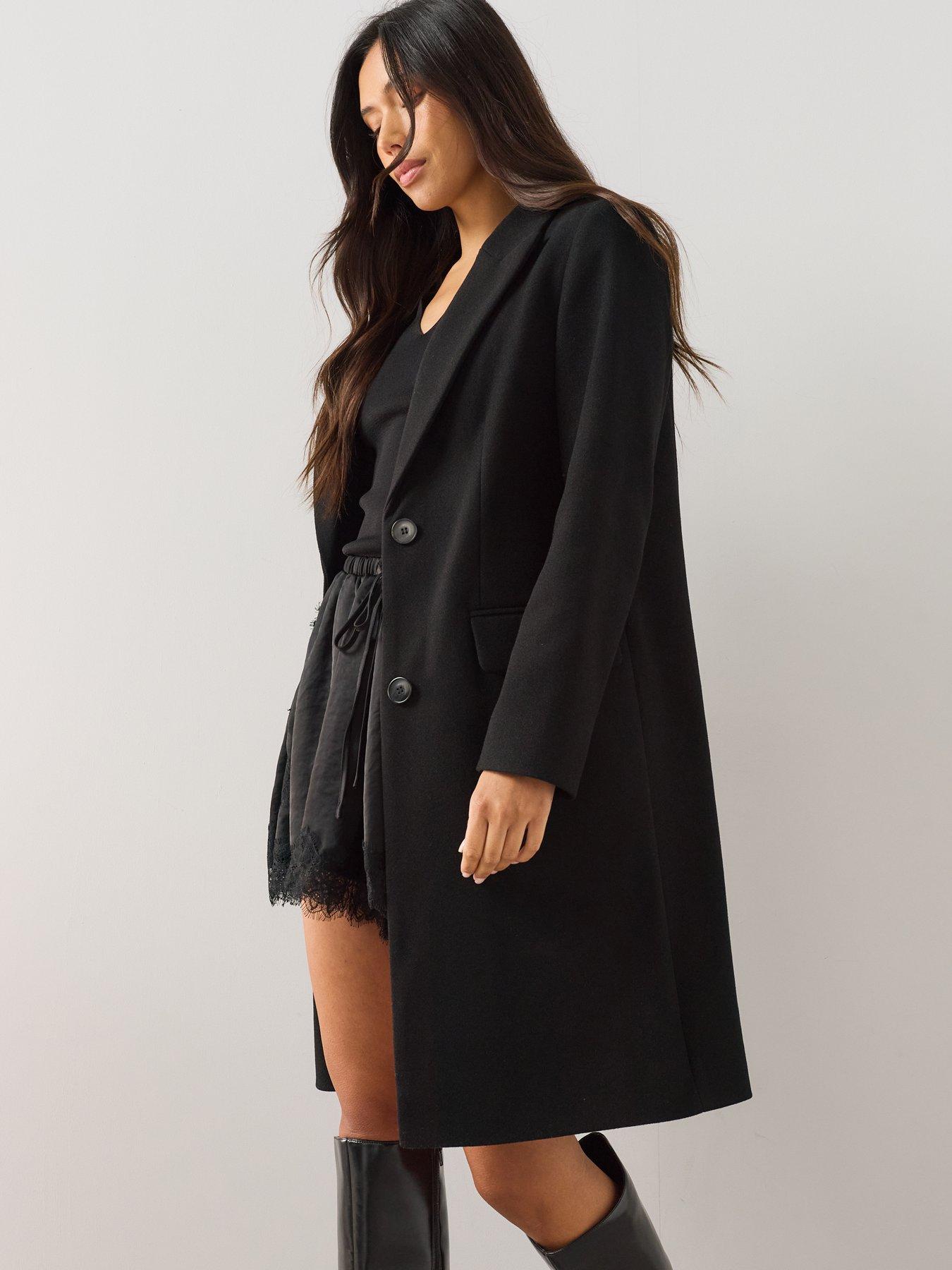 Image 5 of 6 of The Very Collection Womens Single Breasted Longline Tailored Coat - Black