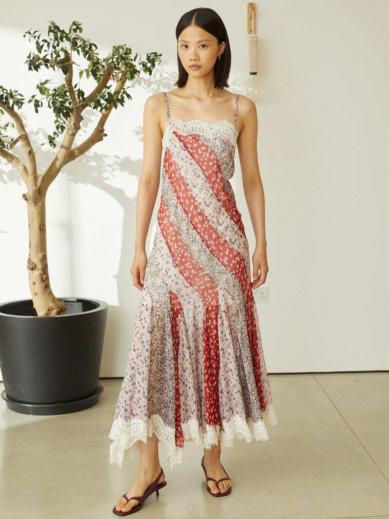 Jovonna London Yelina Floral Lace Trim Dress - Multi