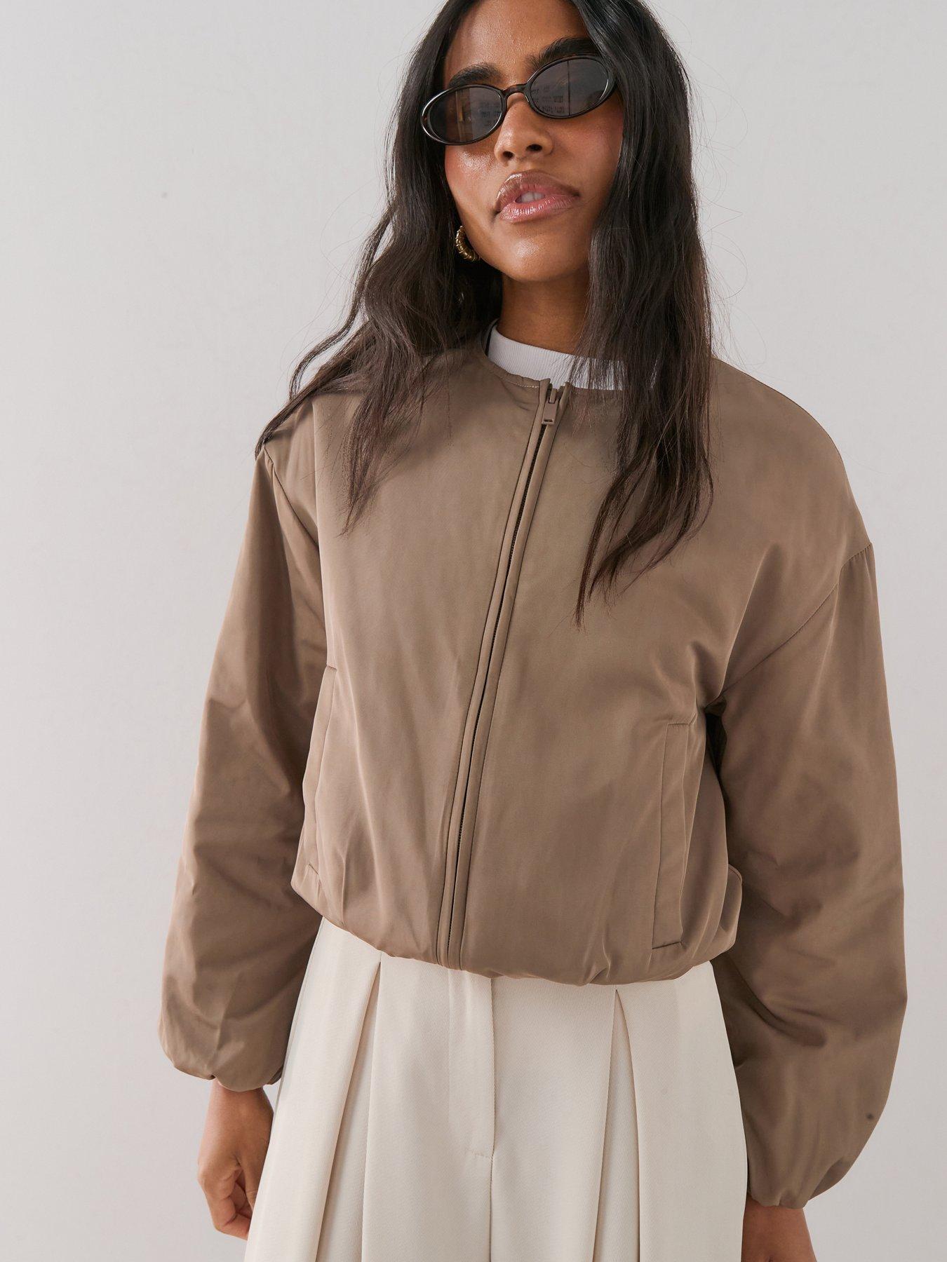 The Very Collection Soft Volume Bomber Jacket - Brown