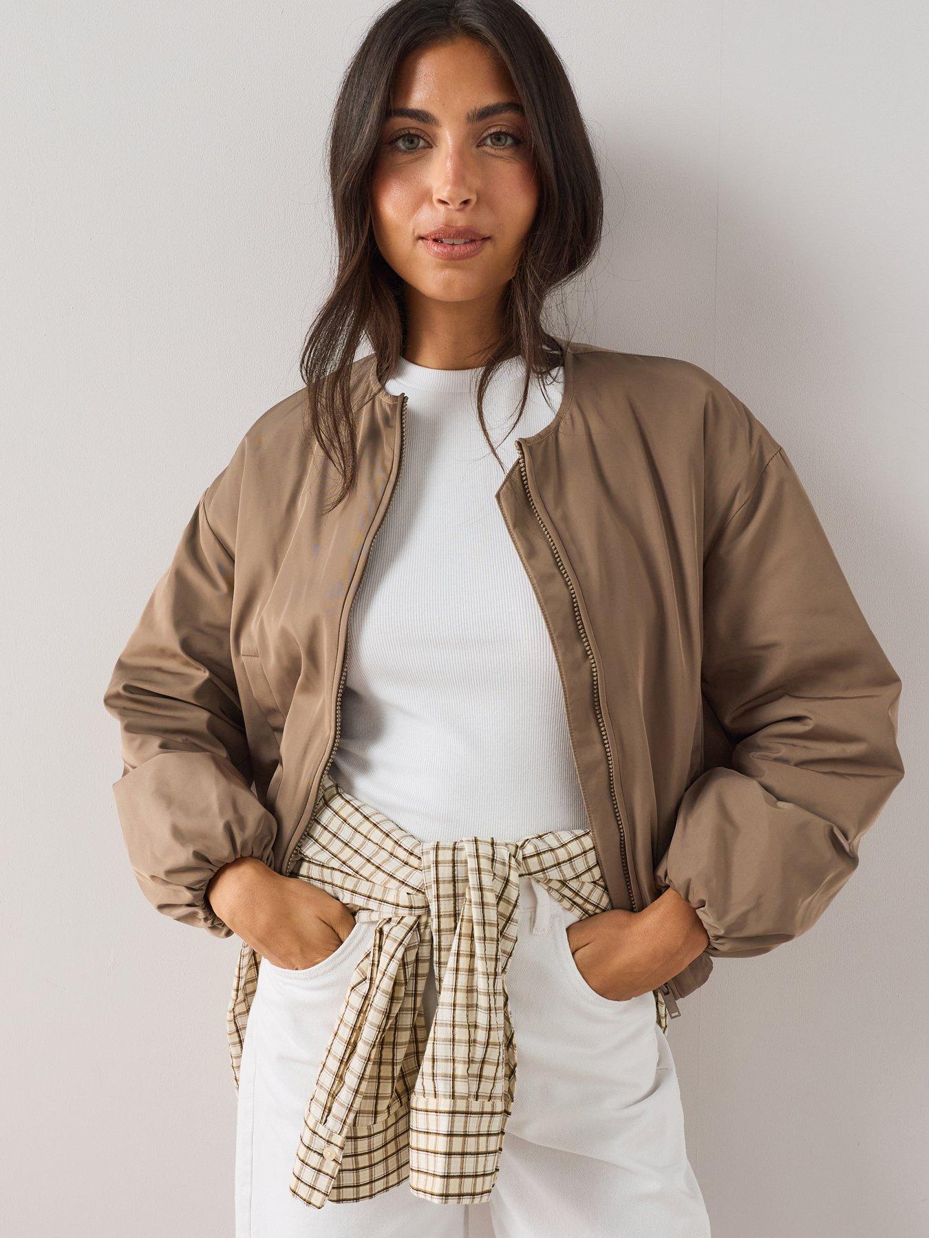 The Very Collection Soft Volume Bomber Jacket - Brown