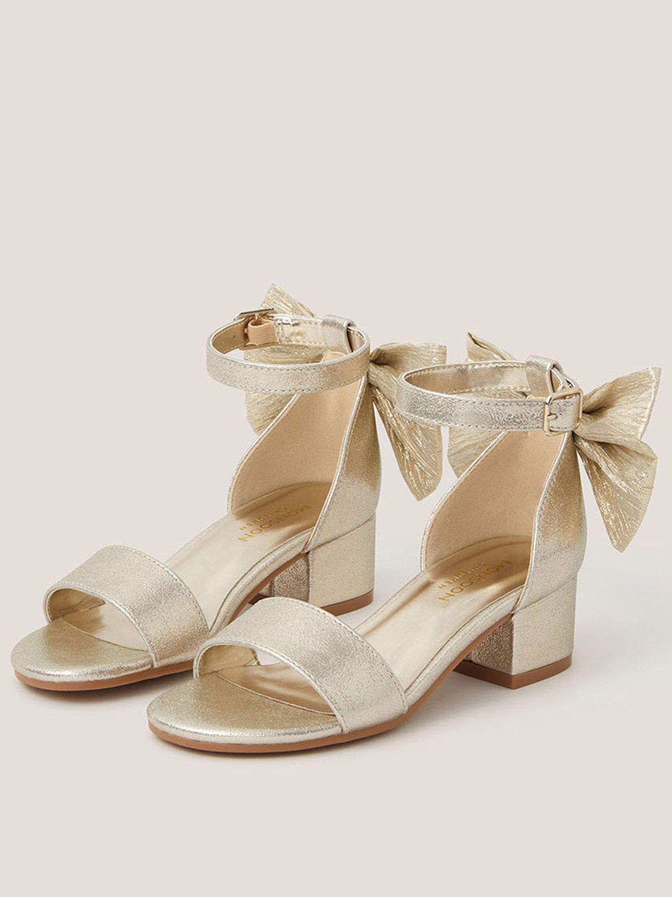 Monsoon Girls Bow 2 Part Heel Shoes - Gold