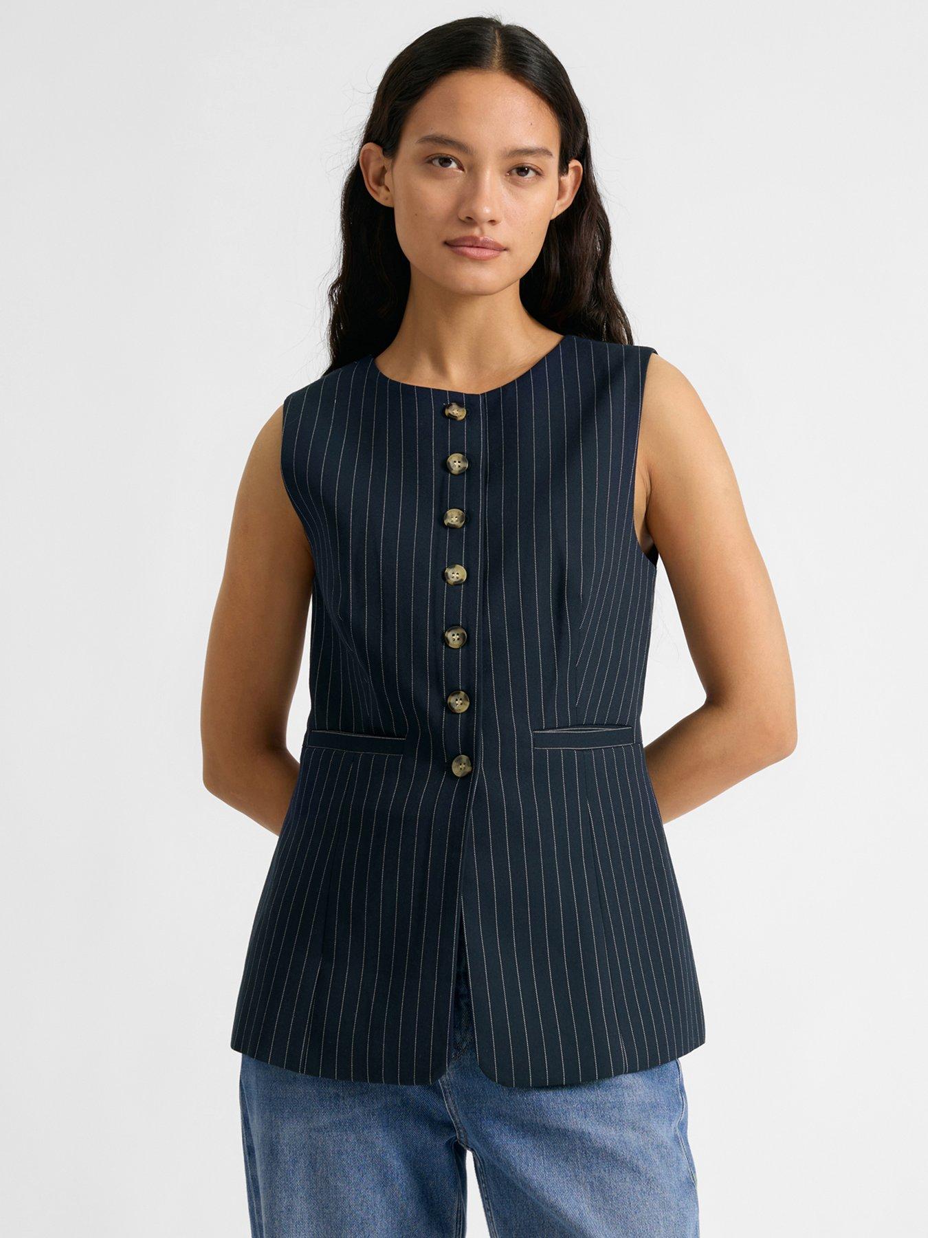 Albaray Pinstripe Waistcoat - Navy