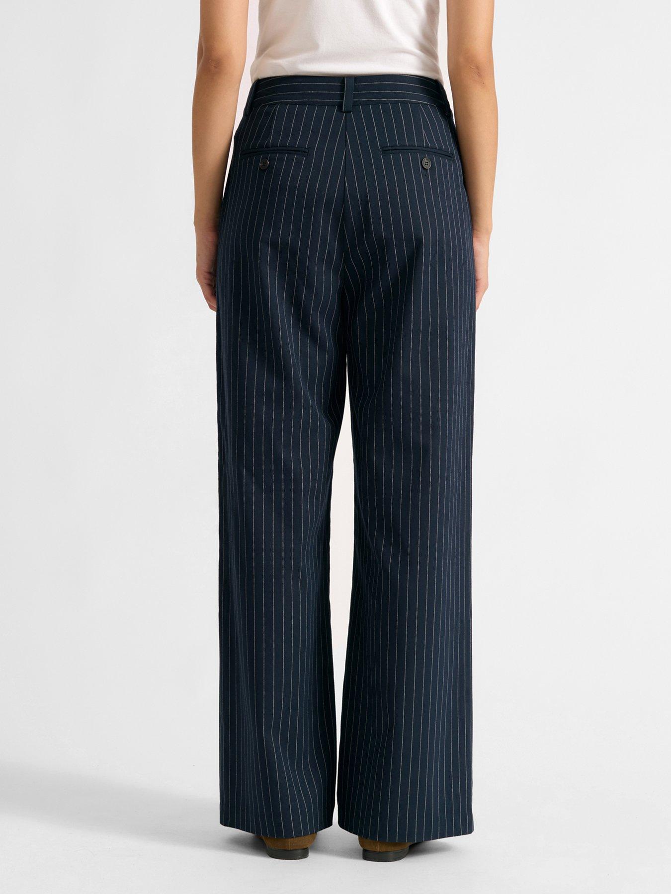 image of albaray-pinstripe-pleat-trouser-navy