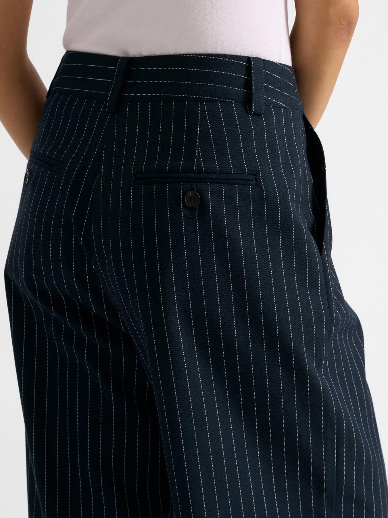  image of albaray-pinstripe-pleat-trouser-navy