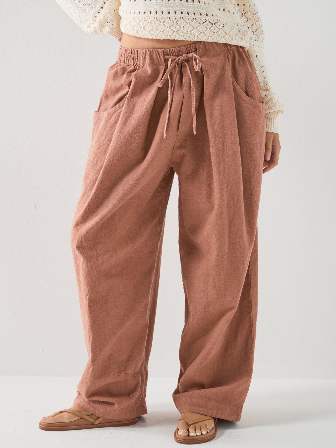 FREE PEOPLE Chambers Laid Back Pull On Pants - Pink