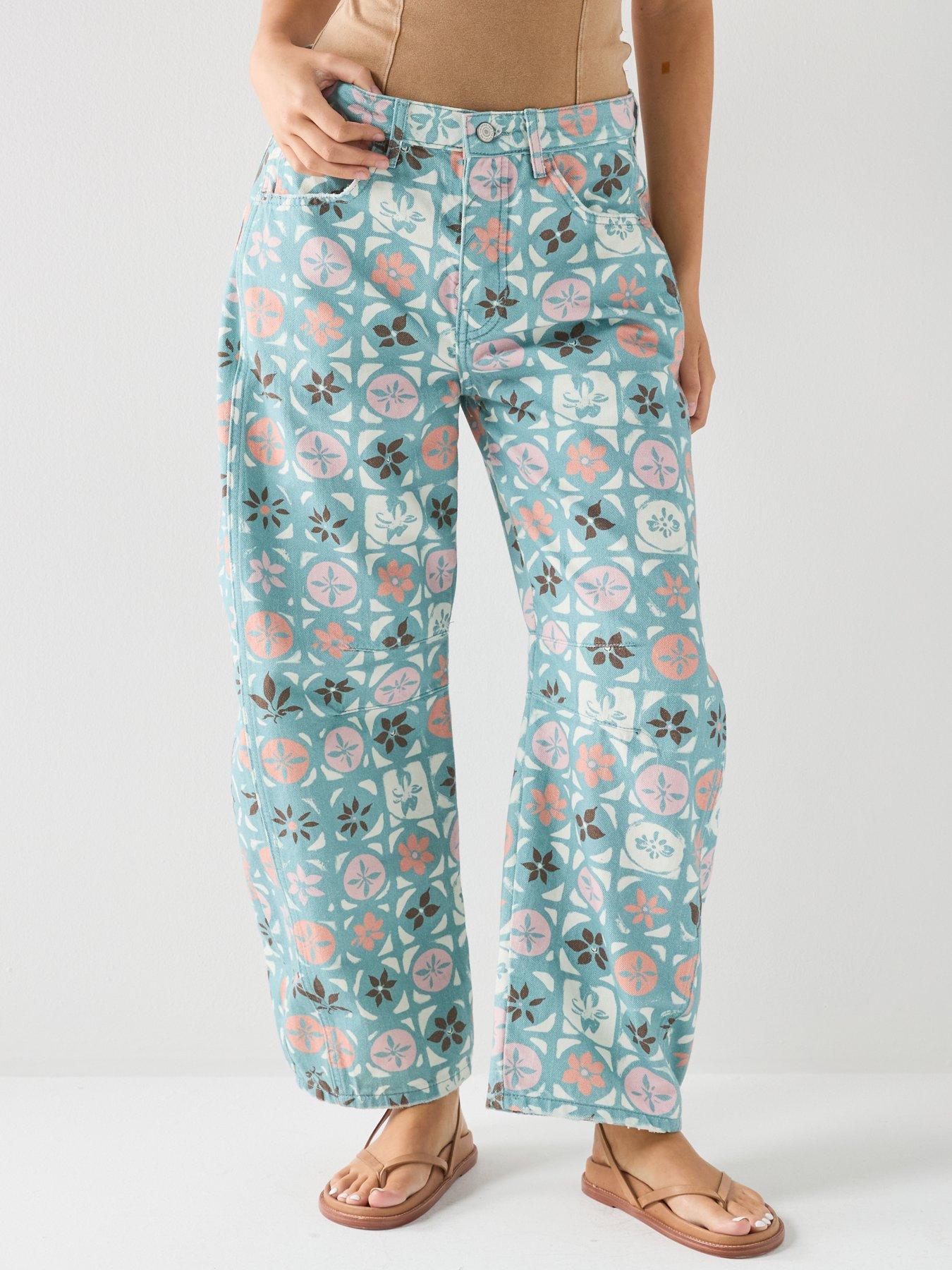 FREE PEOPLE Good Luck Printed Barrel - Blue