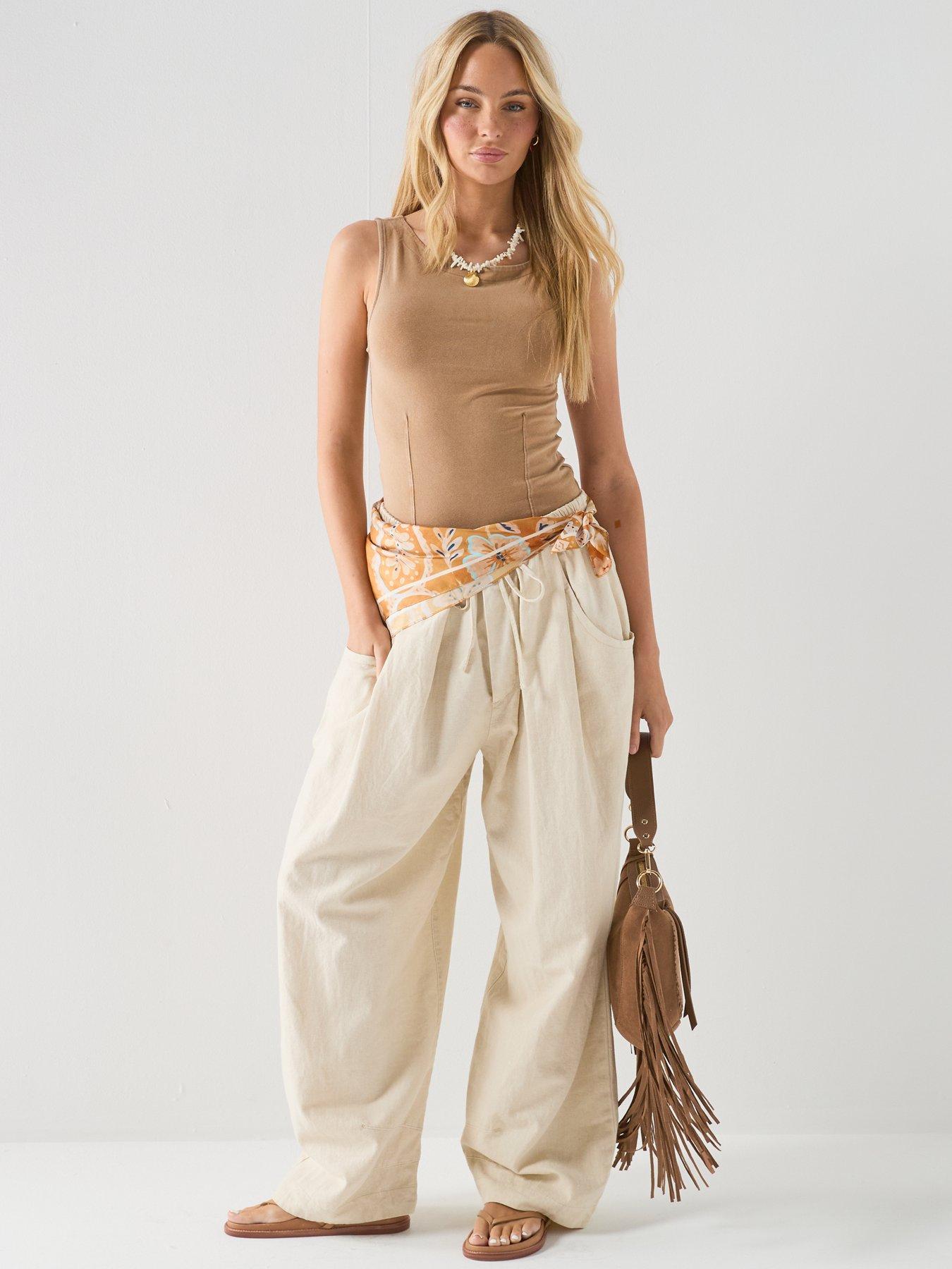 Image 3 of 6 of FREE PEOPLE Chambers Laid Back Pull On Pants - Beige