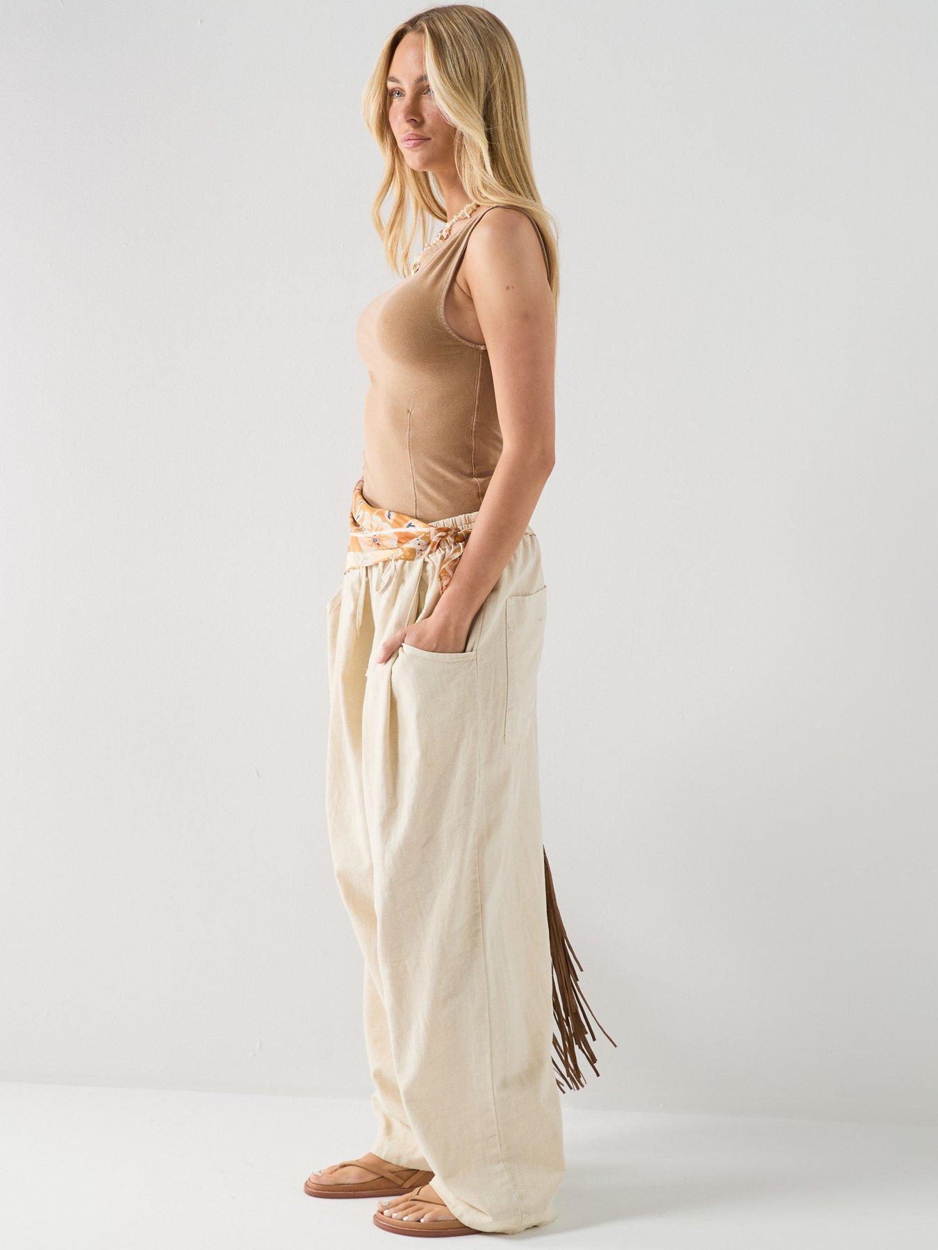 Image 4 of 6 of FREE PEOPLE Chambers Laid Back Pull On Pants - Beige