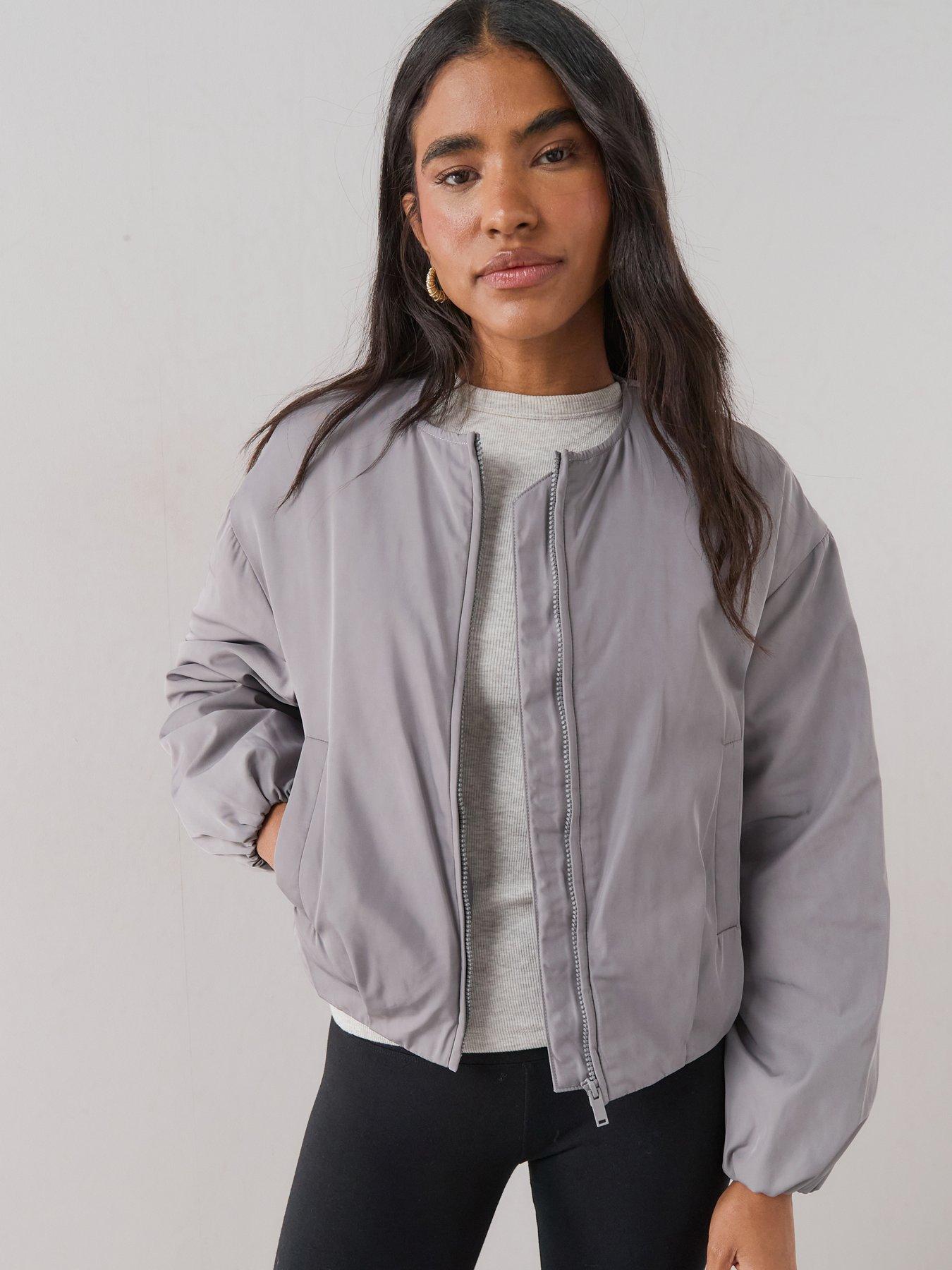 The Very Collection Soft Volume Bomber Jacket - Grey