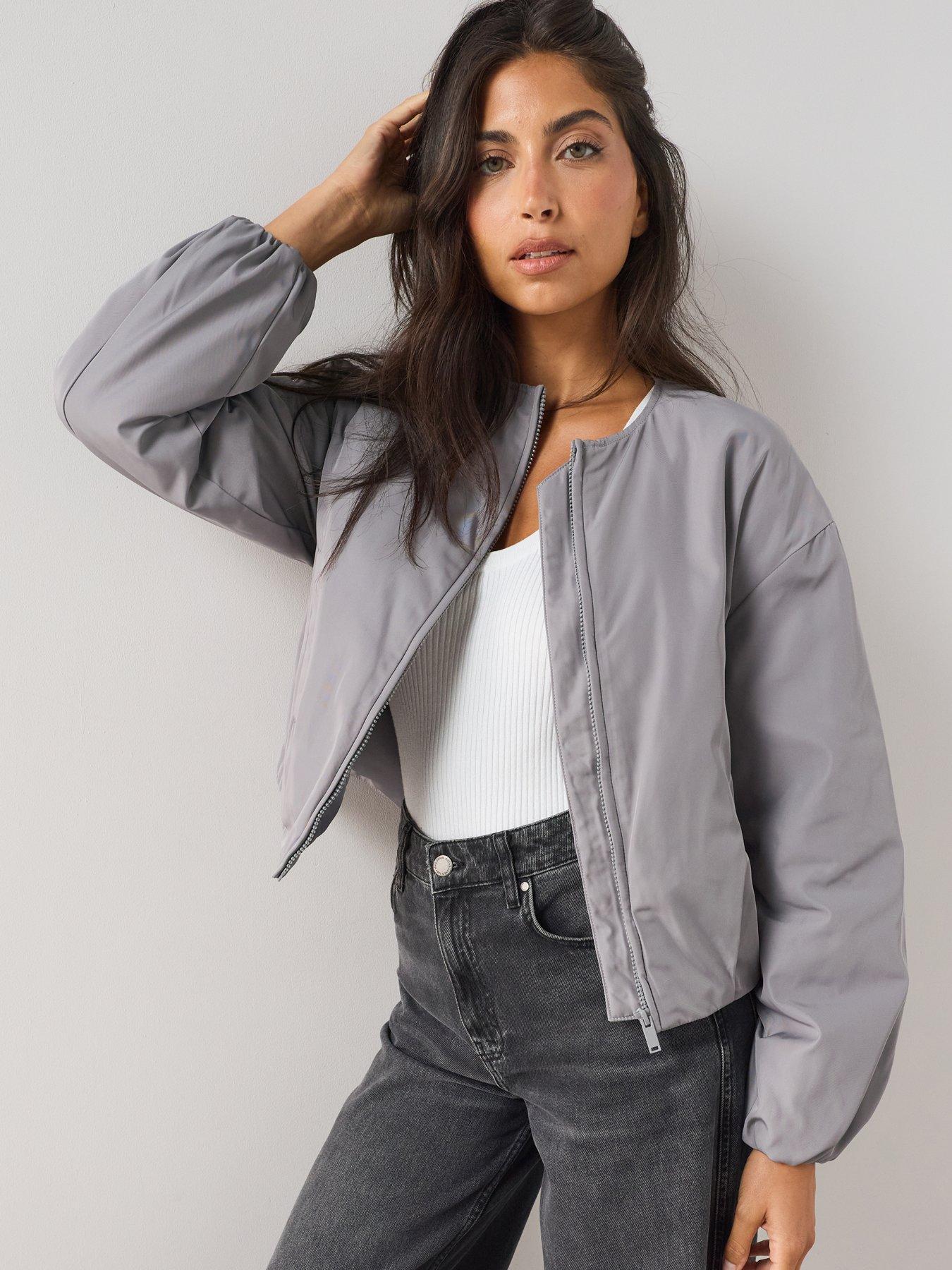 The Very Collection Soft Volume Bomber Jacket - Grey