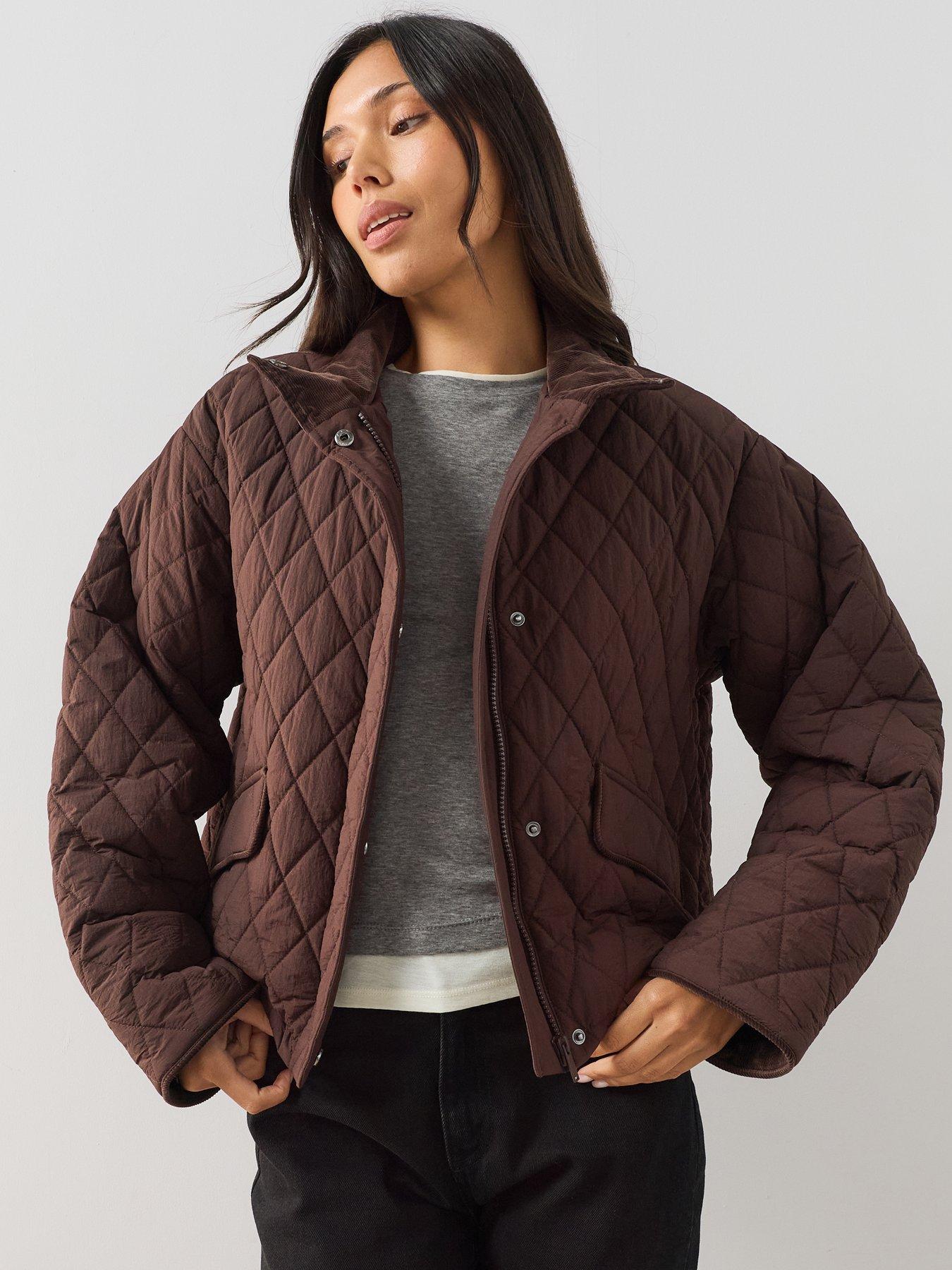 Image 1 of 7 of The Very Collection Lightweight Jacket With Cord Trim - Brown