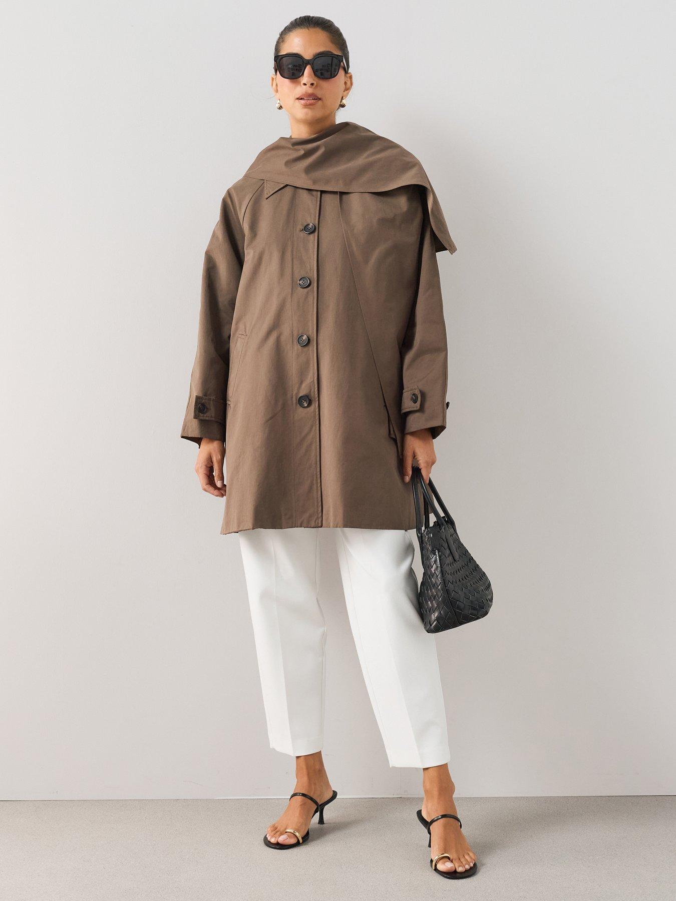 The Very Collection Nylon Scarf Coat - Brown