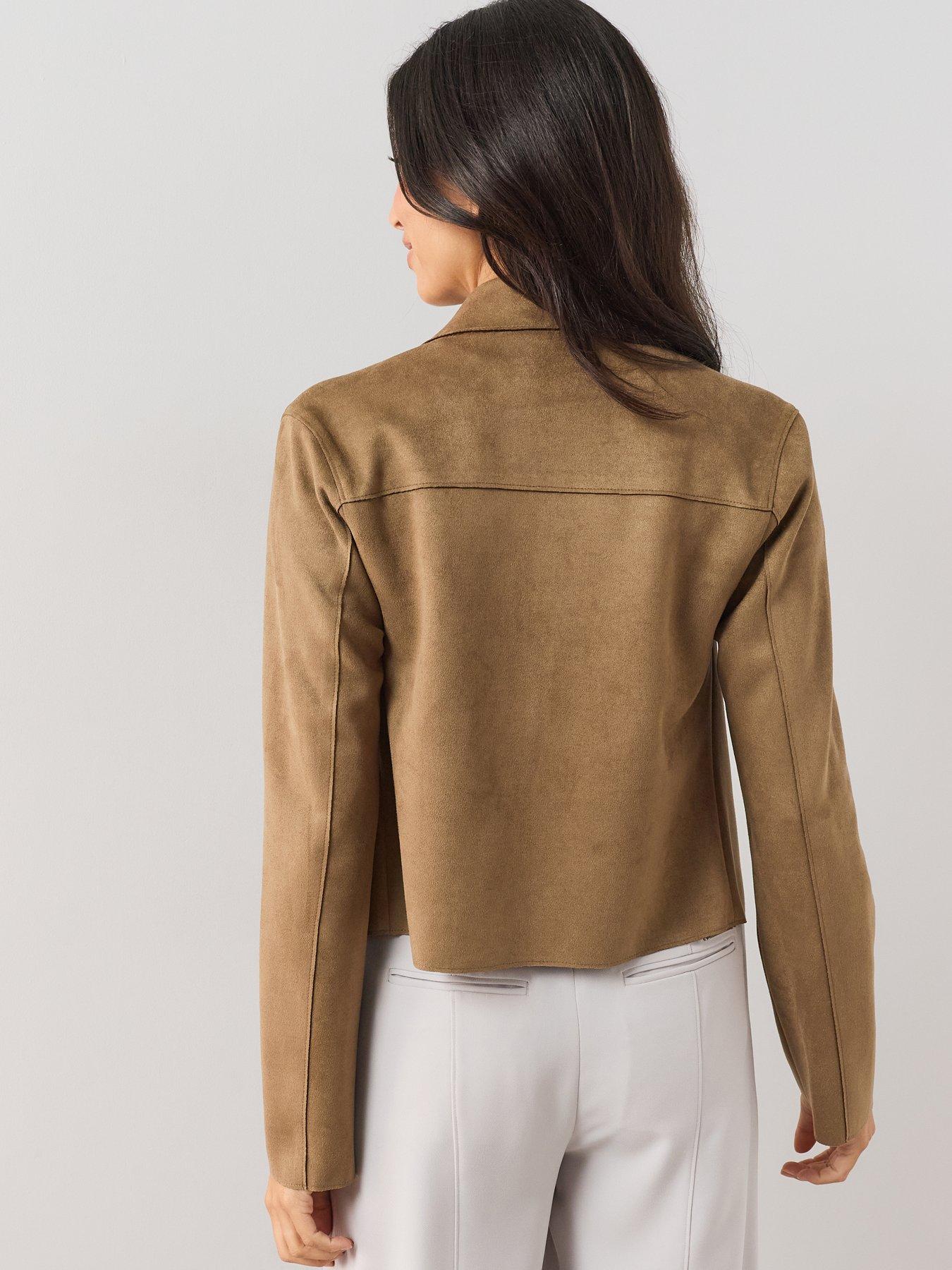 Image 2 of 7 of The Very Collection Zip Front Suedette Jacket - Brown