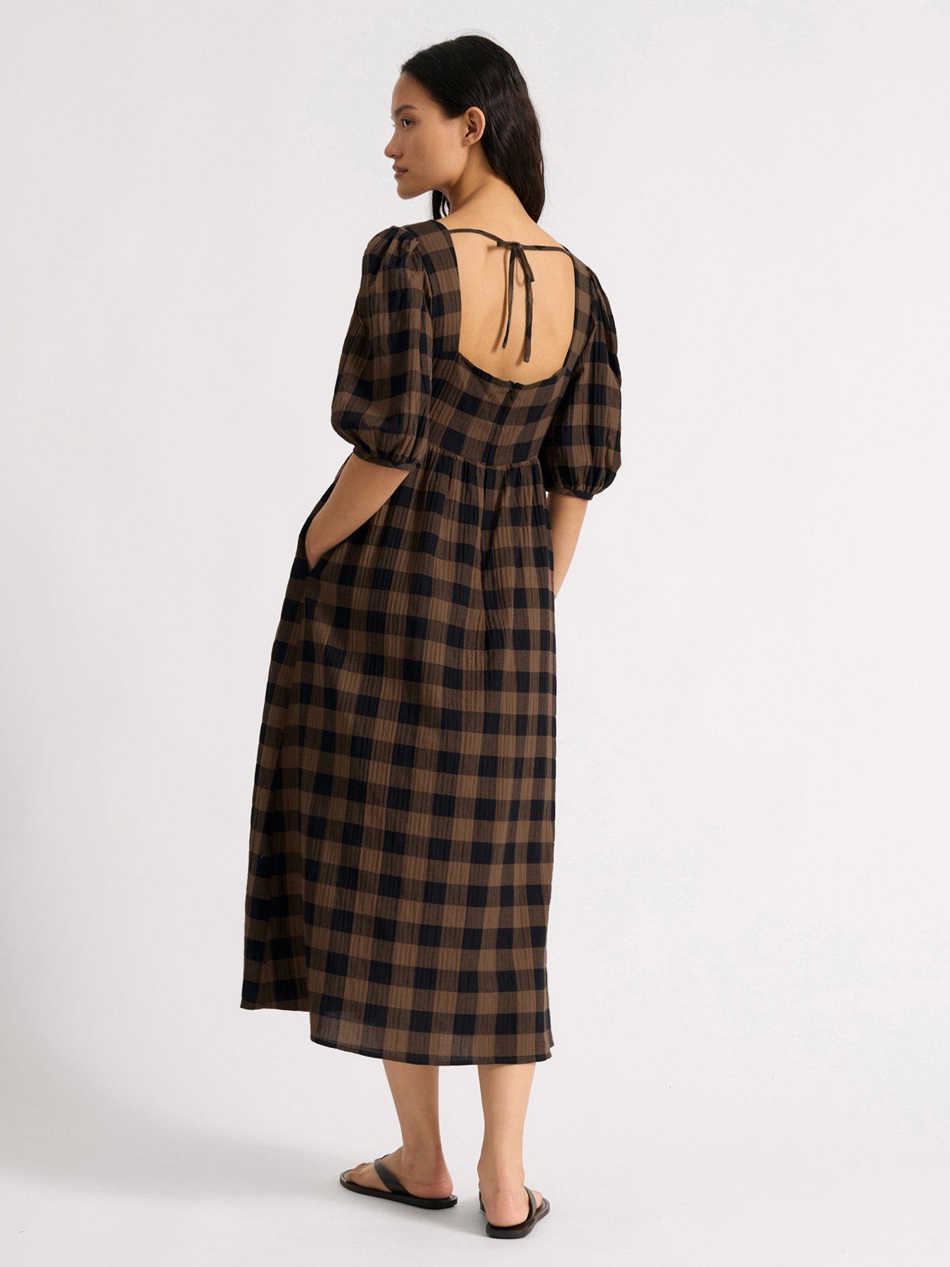  image of albaray-chocolate-gingham-iconic-dress