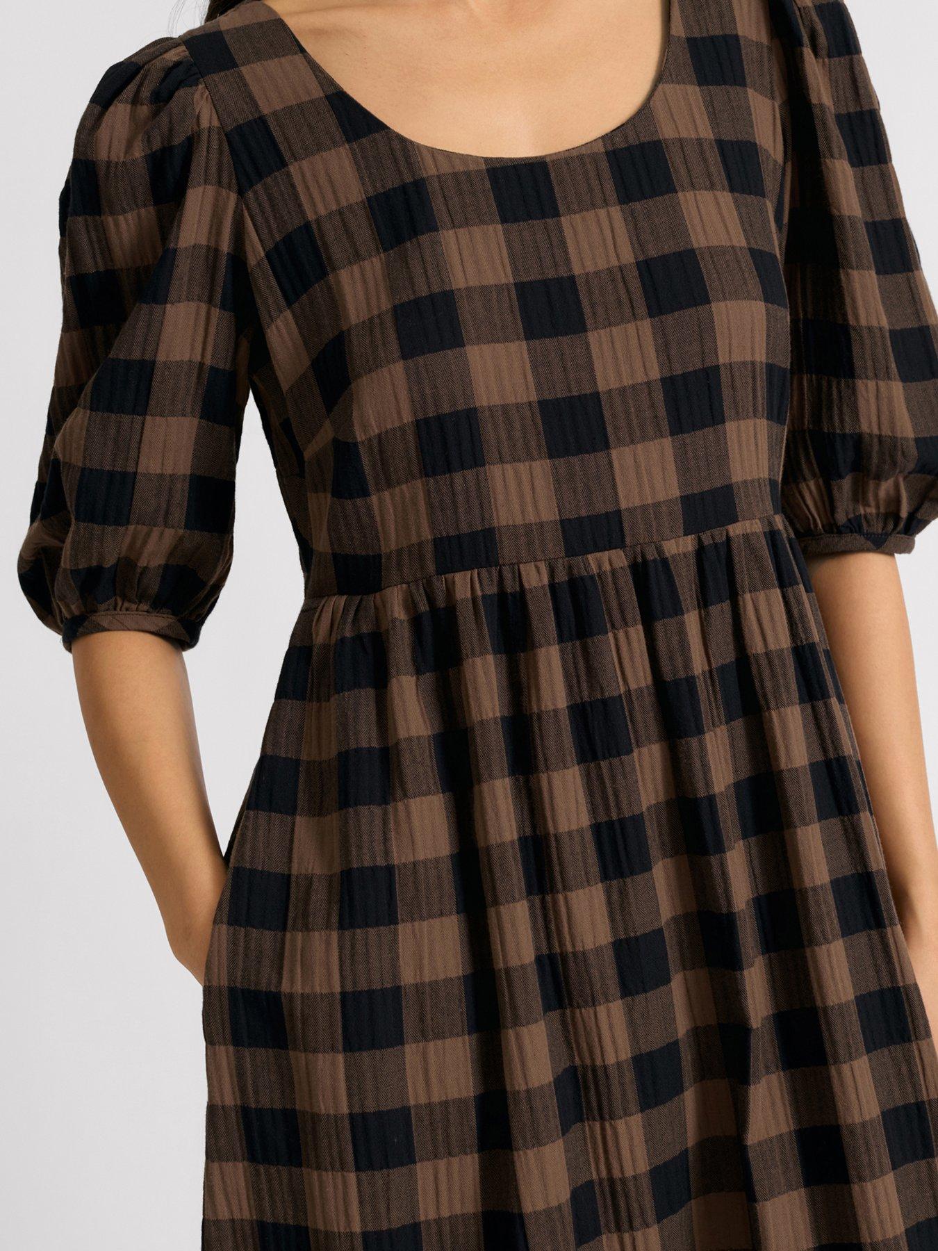  image of albaray-chocolate-gingham-iconic-dress