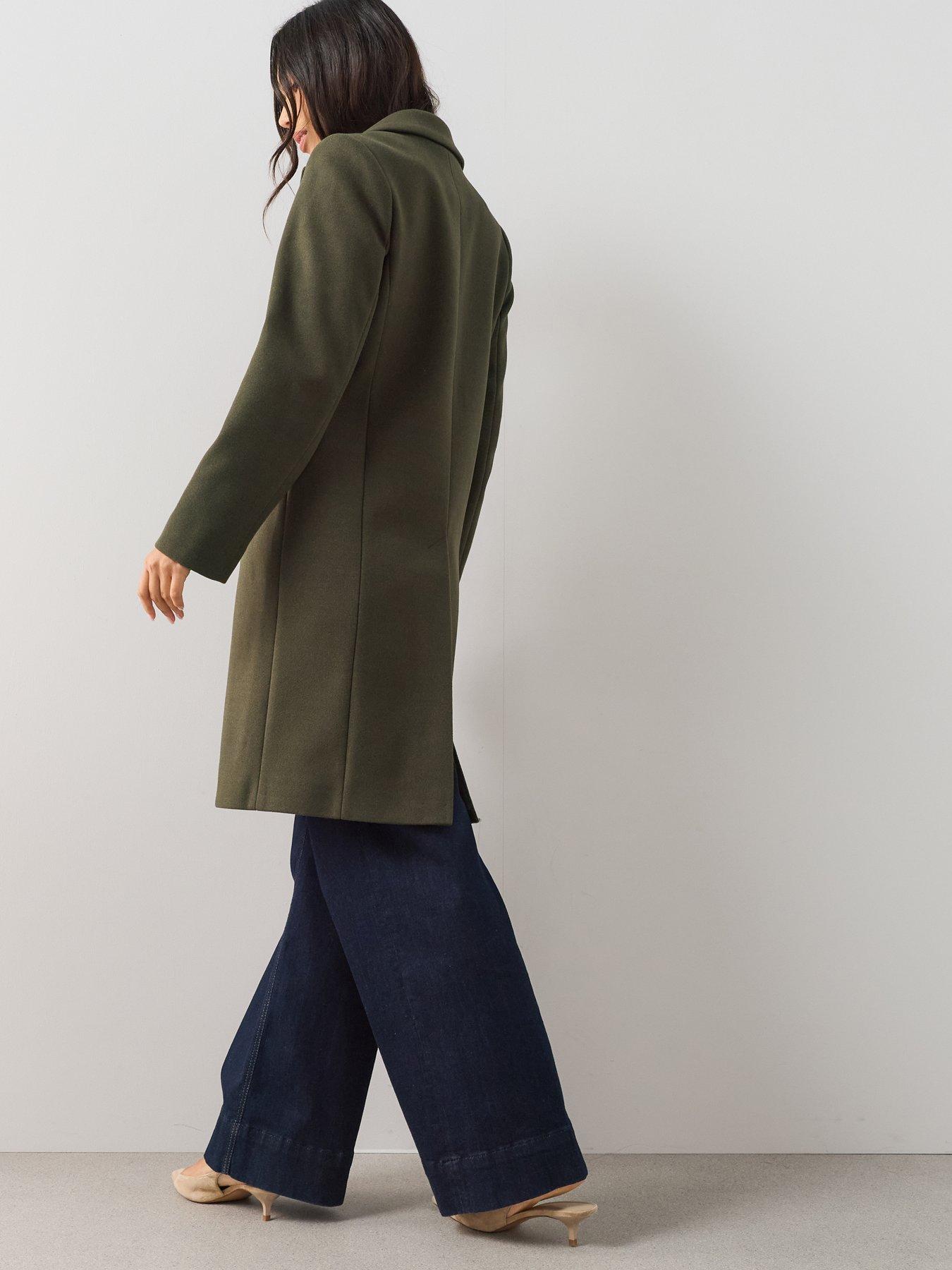 Image 2 of 7 of The Very Collection Womens Longline Single Breasted Notch Lapel Coat - Green