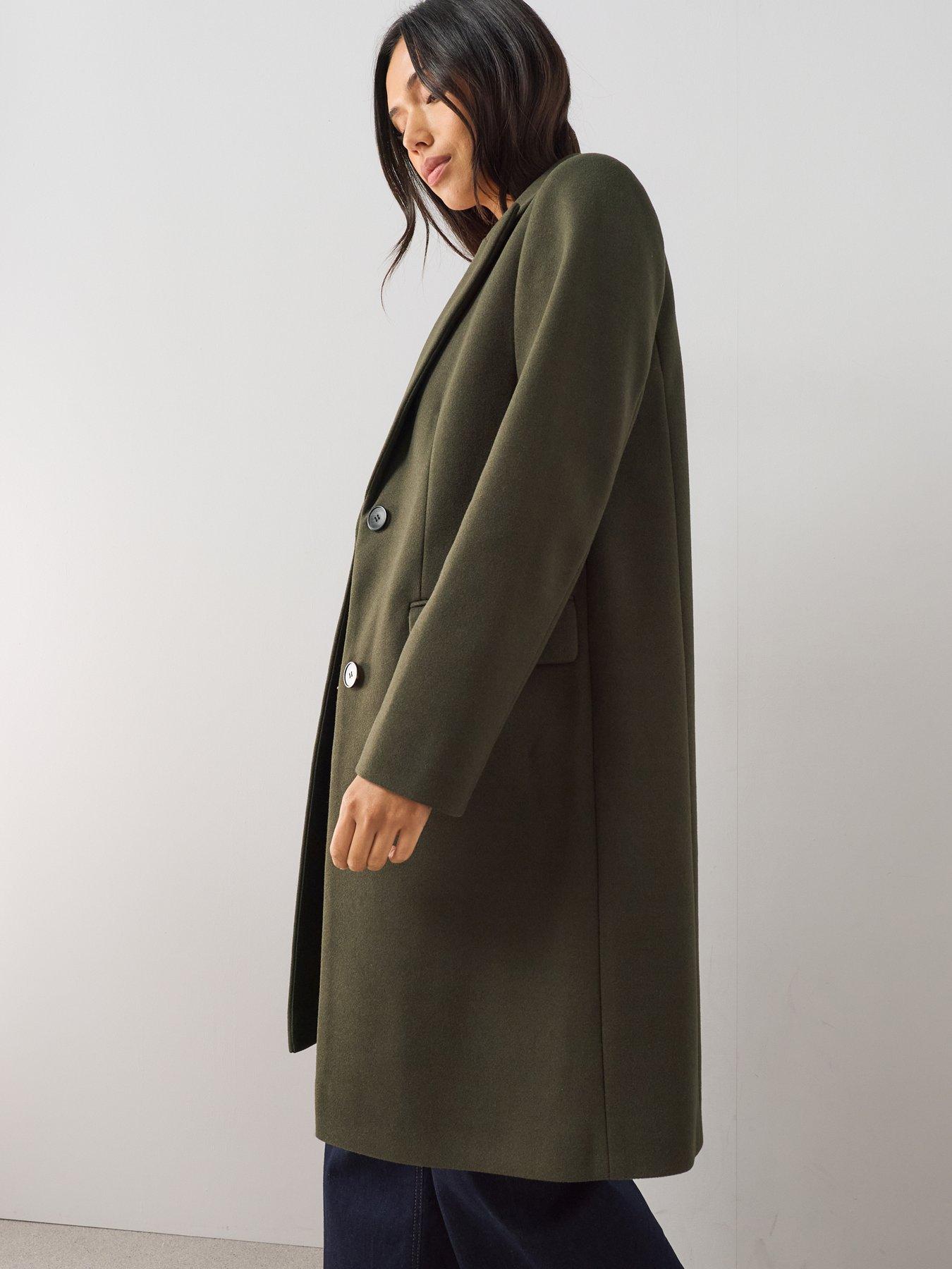 Image 4 of 7 of The Very Collection Womens Longline Single Breasted Notch Lapel Coat - Green